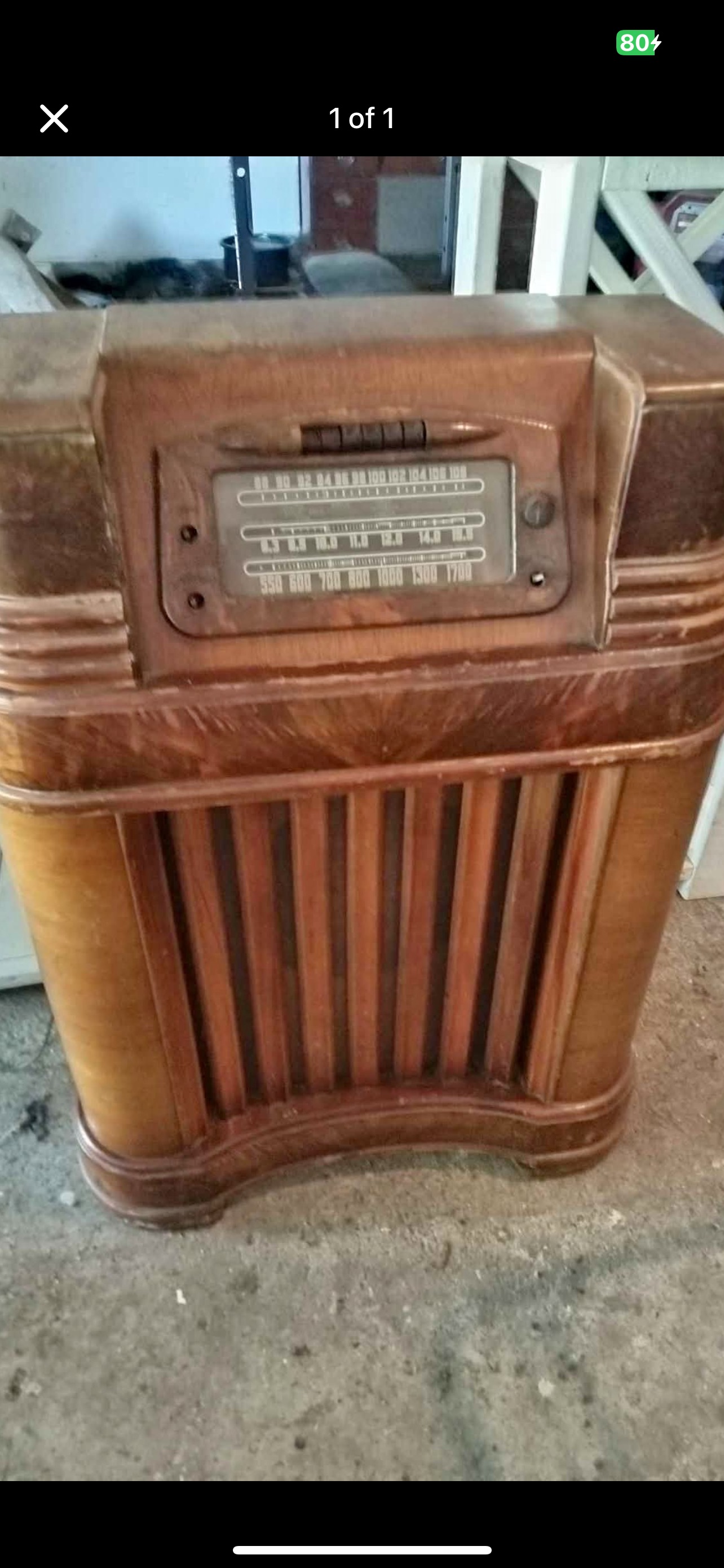 Deco Period Walnut Floor Console Radio