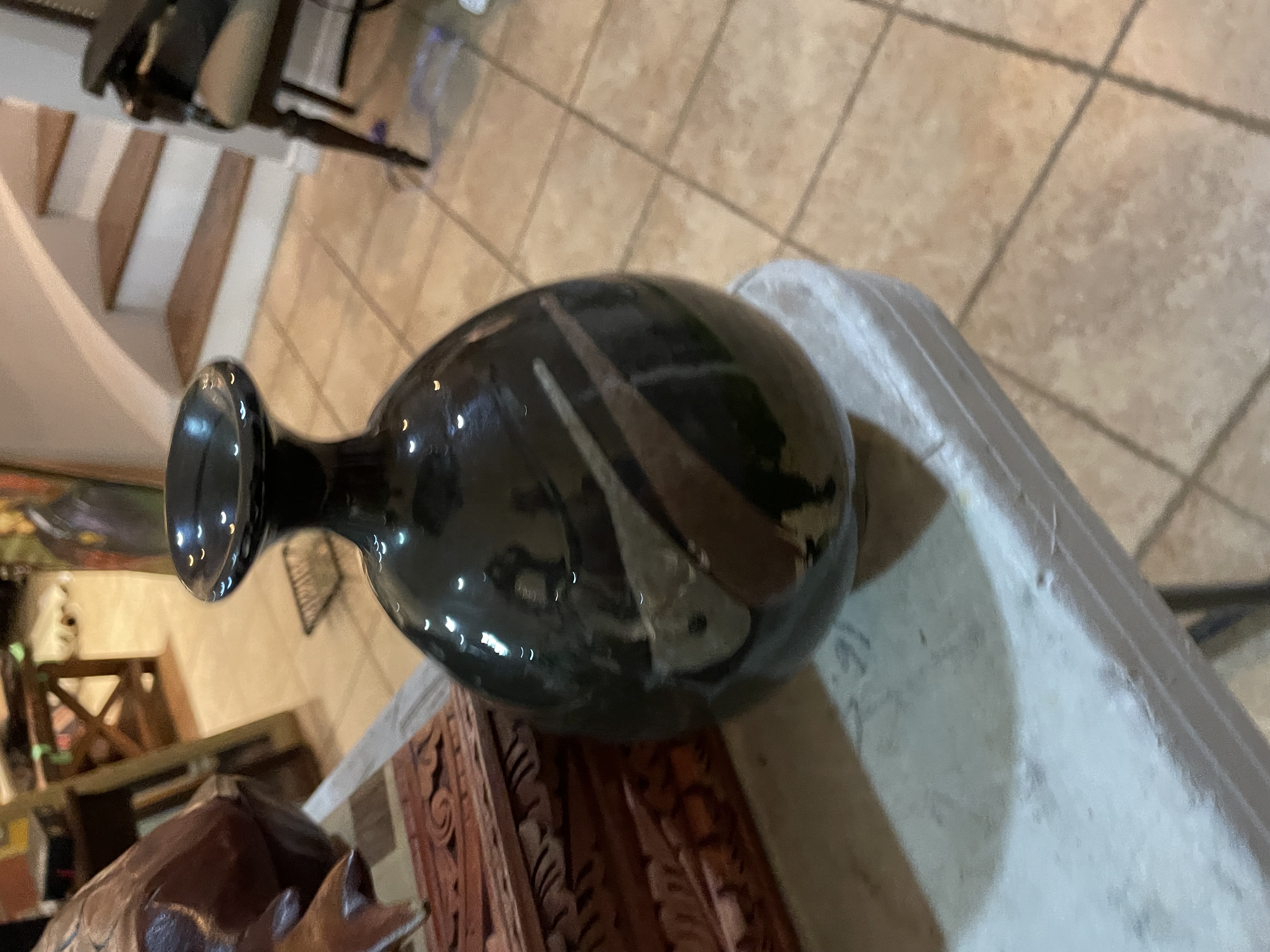 Mid-Century Modern Studio Pottery Black Glazed Vase