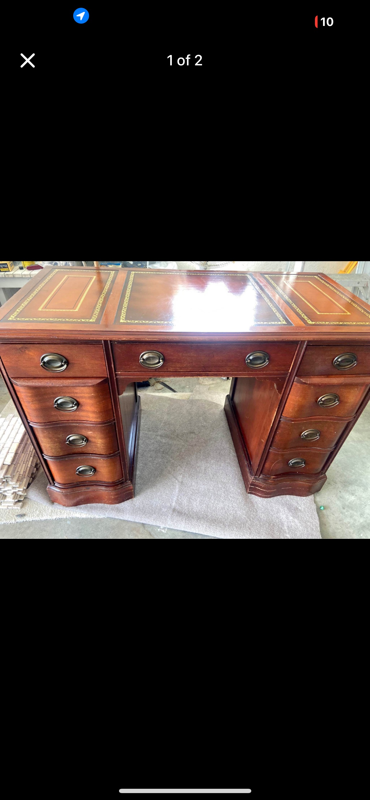 English Georgian Revival Mahogany Pedestal Partners Desk
