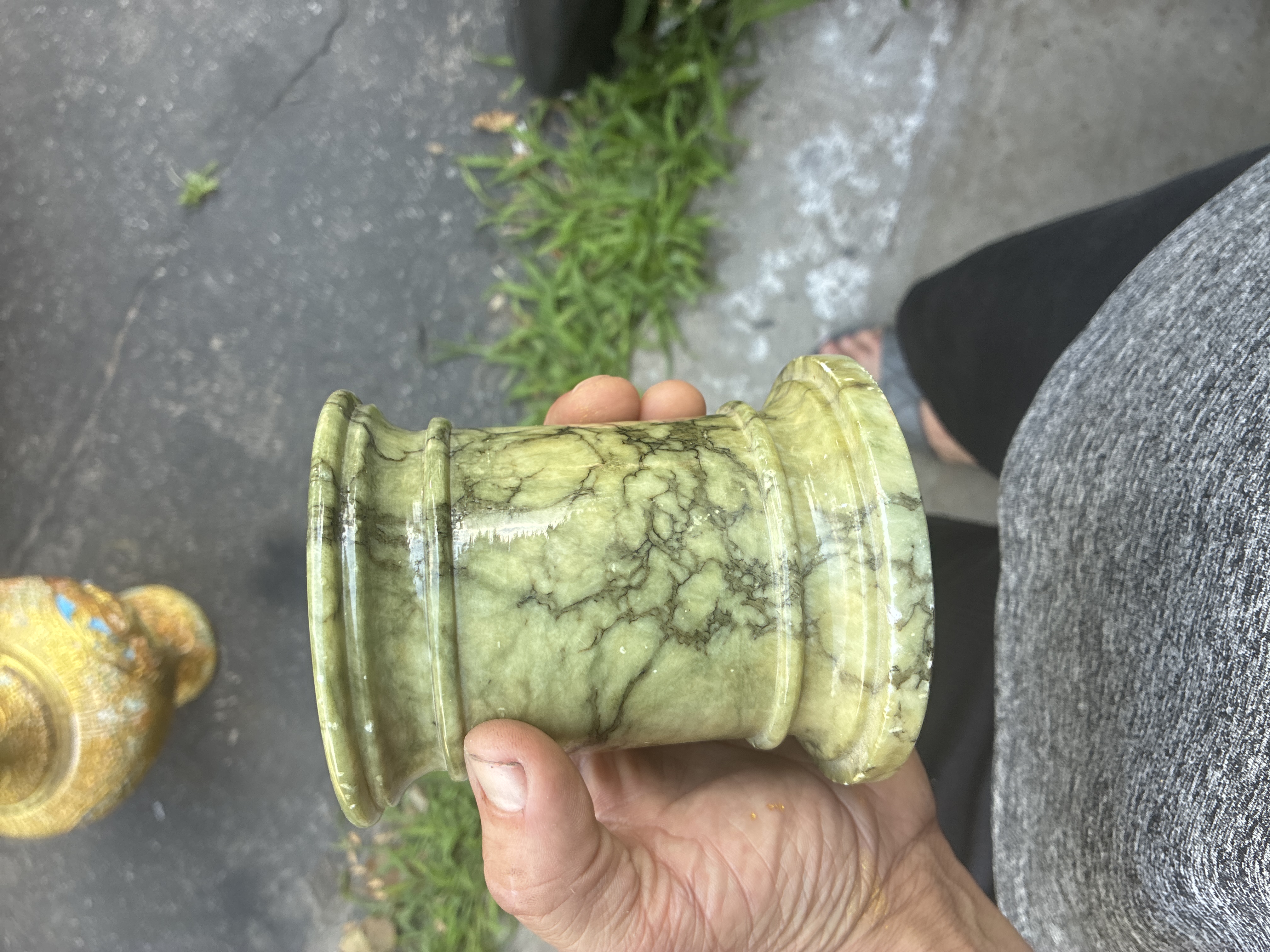 Victorian Period Green Marble Pedestal Vase