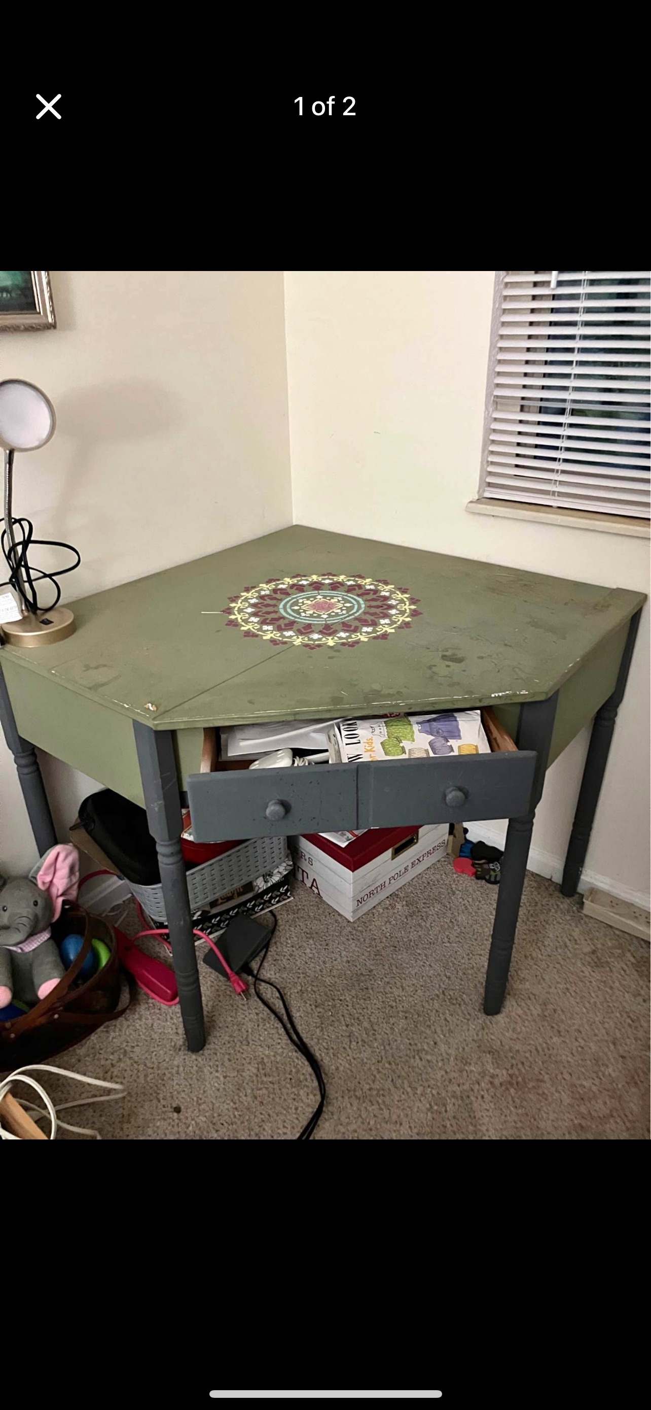 Painted Wooden Corner Table