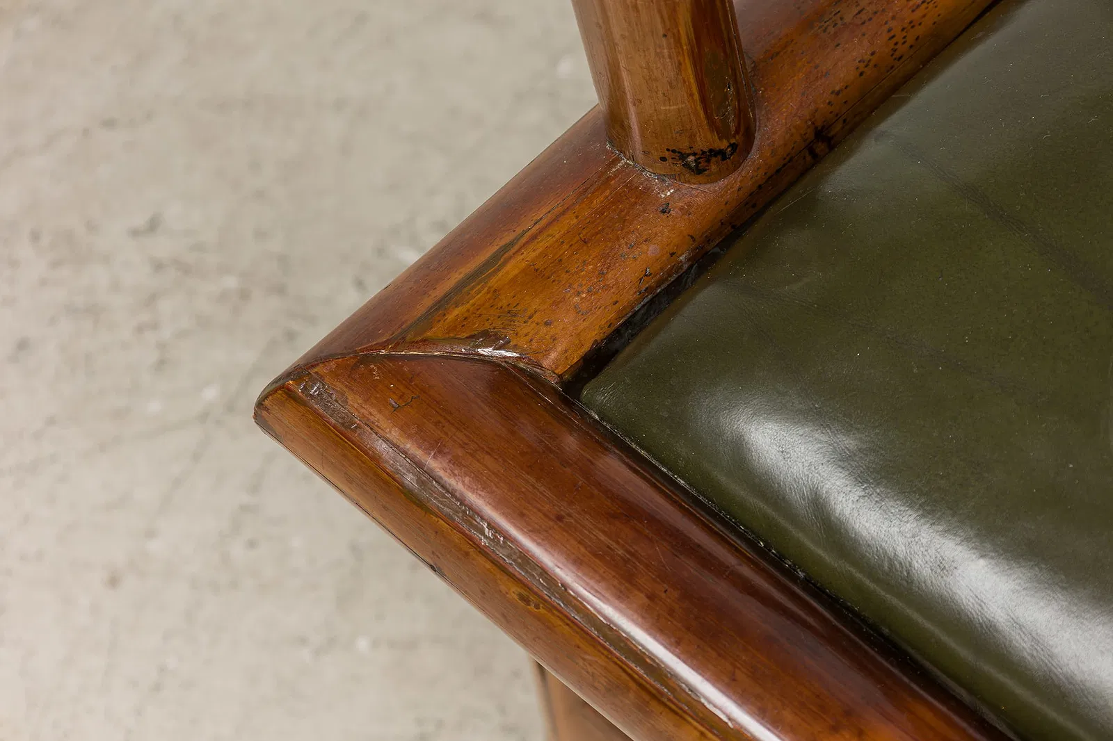 French Japonisme Bamboo-Form Wood and Leather Armchairs, Pair thumbnail 8