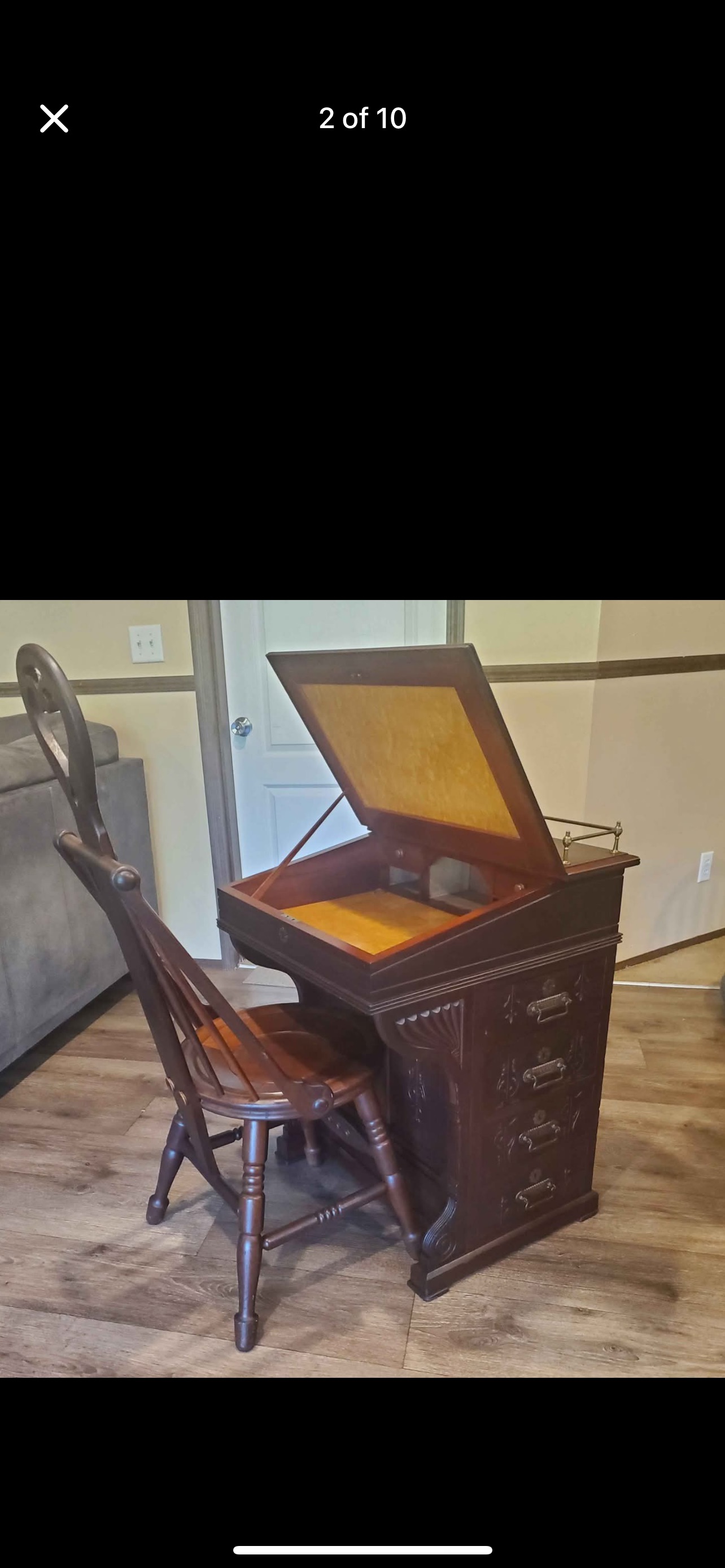 Victorian Period Mahogany Davenport Desk and Chair