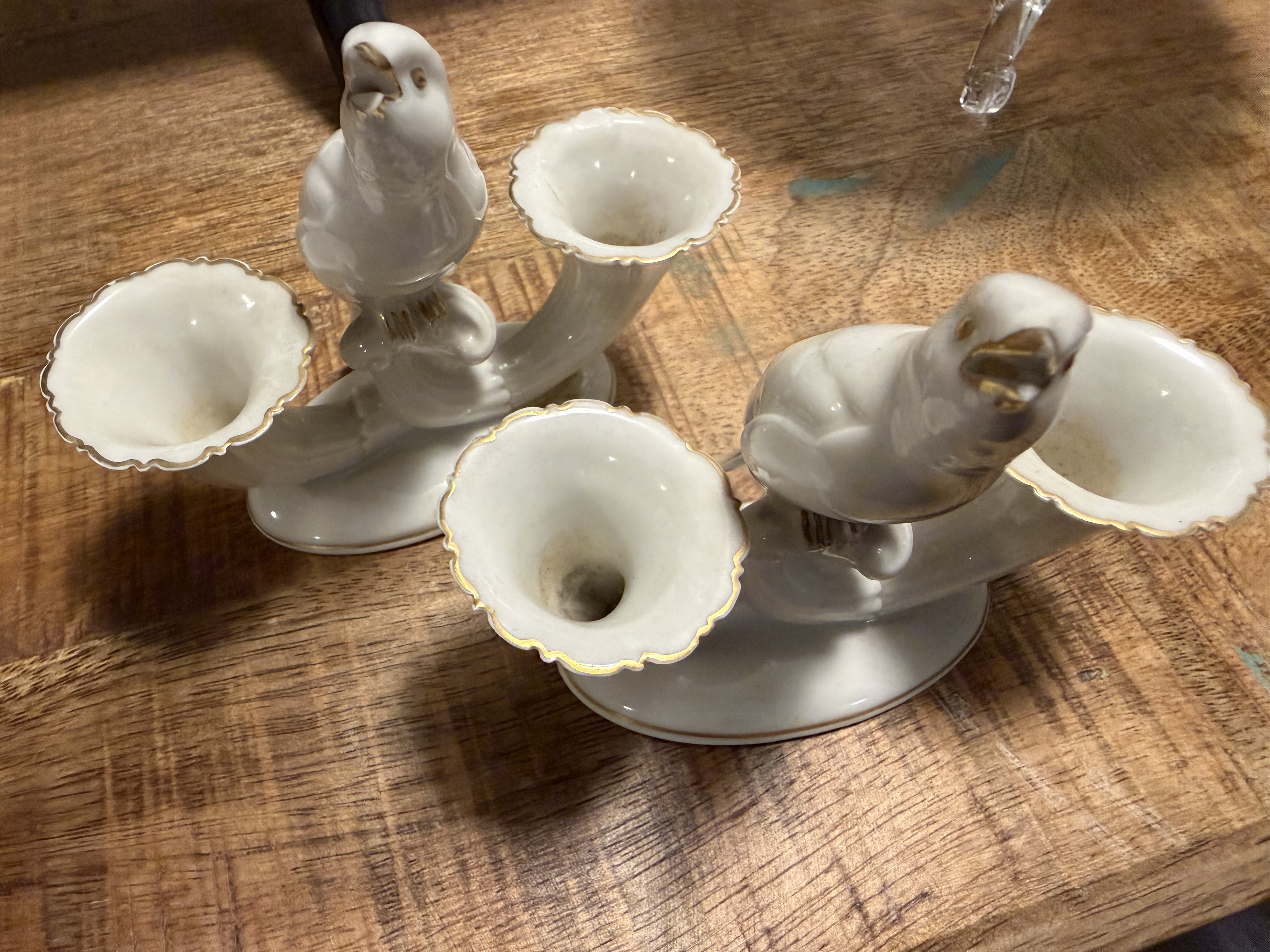 Lenox Porcelain Swan Double Cornucopia Vases