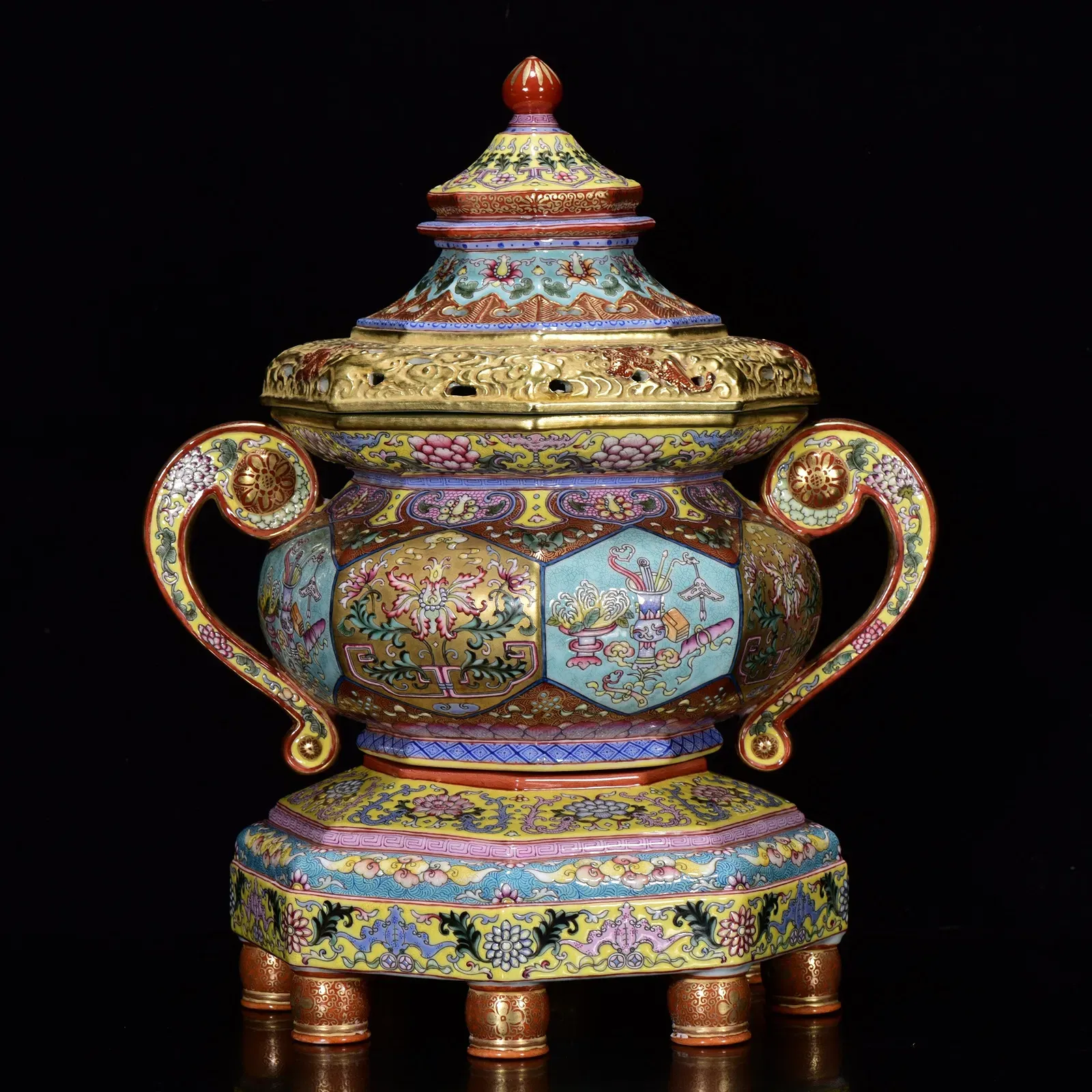 Chinese Famille Rose Style Porcelain Censer