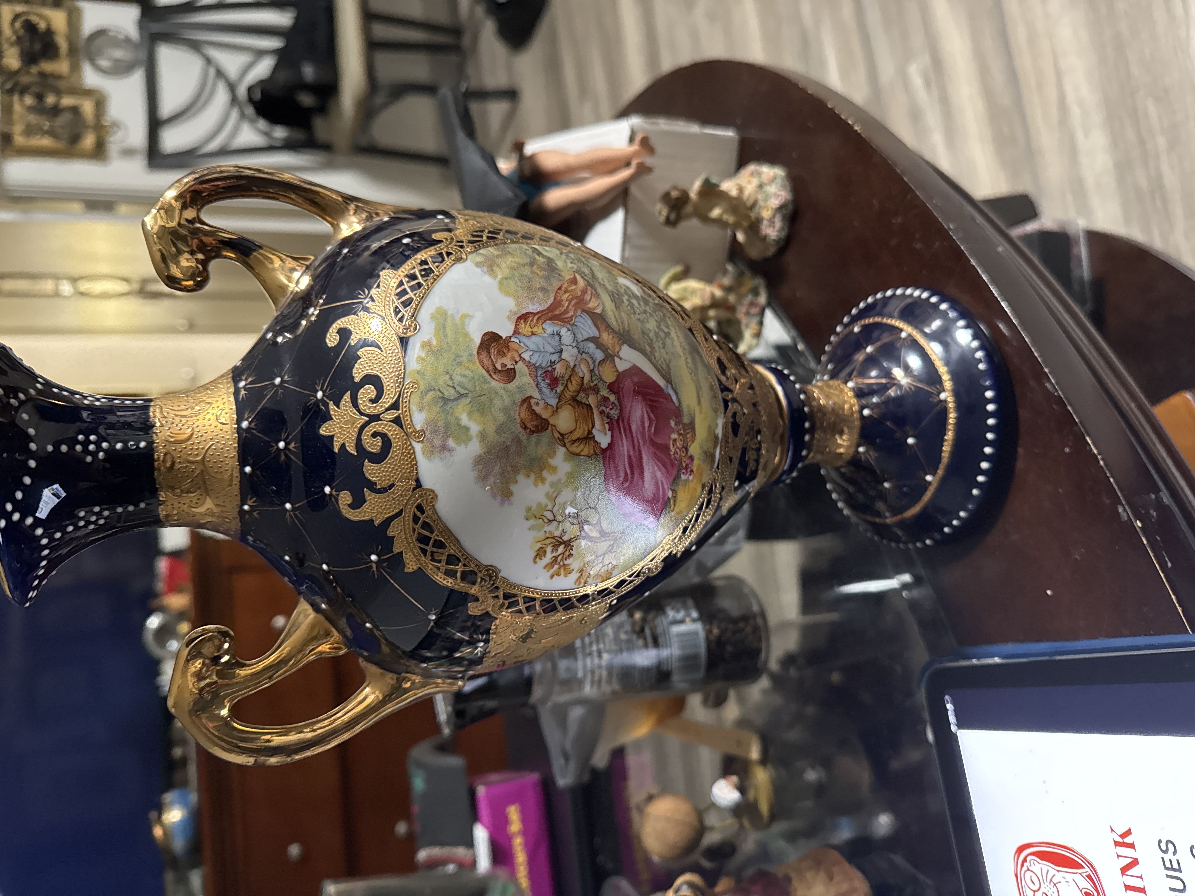 European Rococo Style Porcelain Vase thumbnail 2