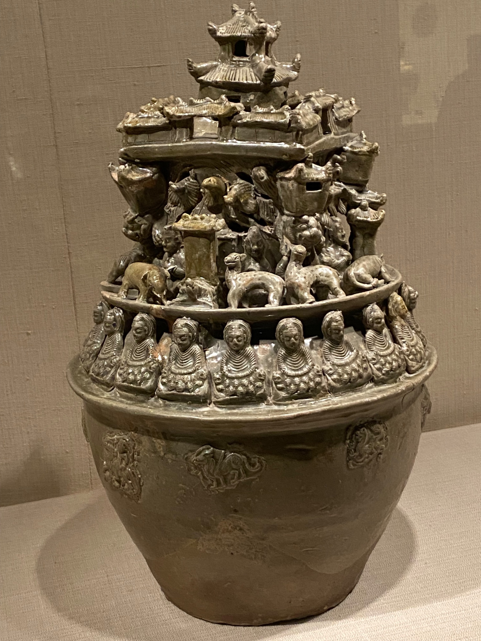 Han Period Chinese Green-Glazed Architectural Funerary Jar