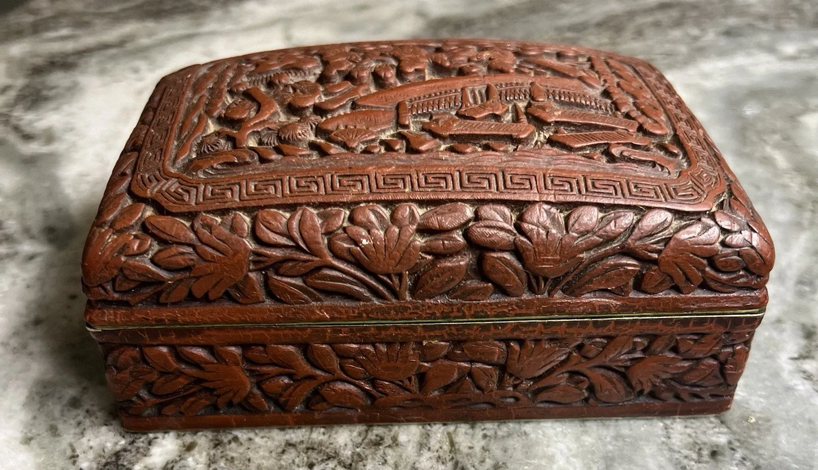 Chinese Carved Cinnabar Lacquer Box thumbnail 2