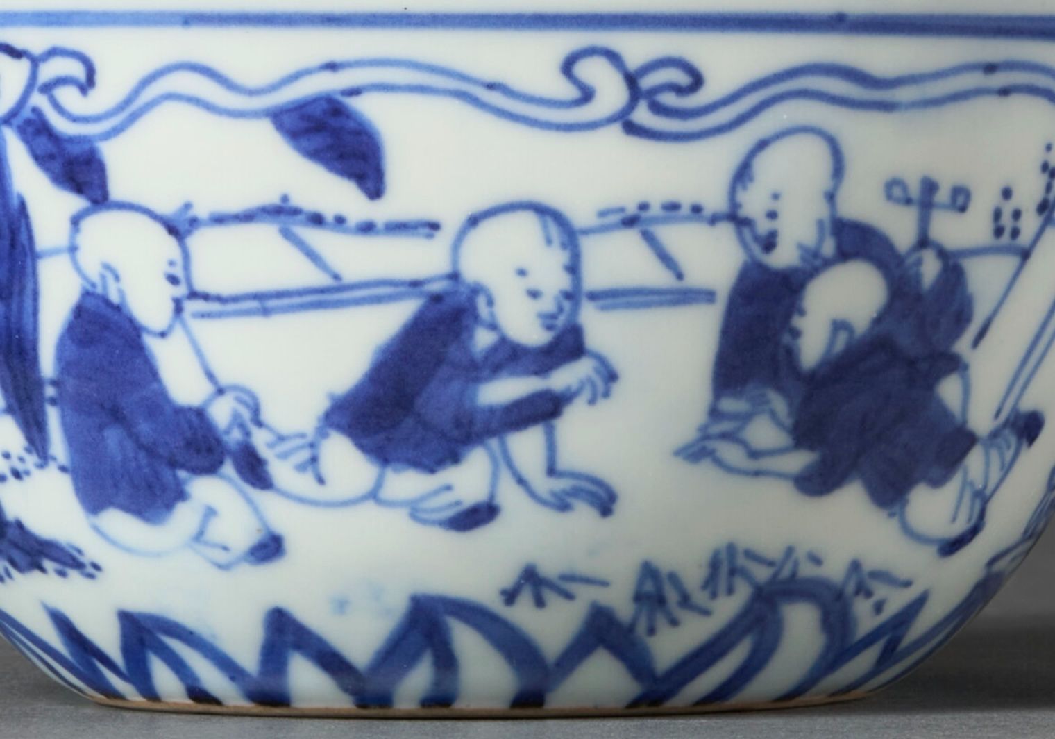 Chinese Ming Style Blue-and-White Porcelain Boys Bowl thumbnail 2