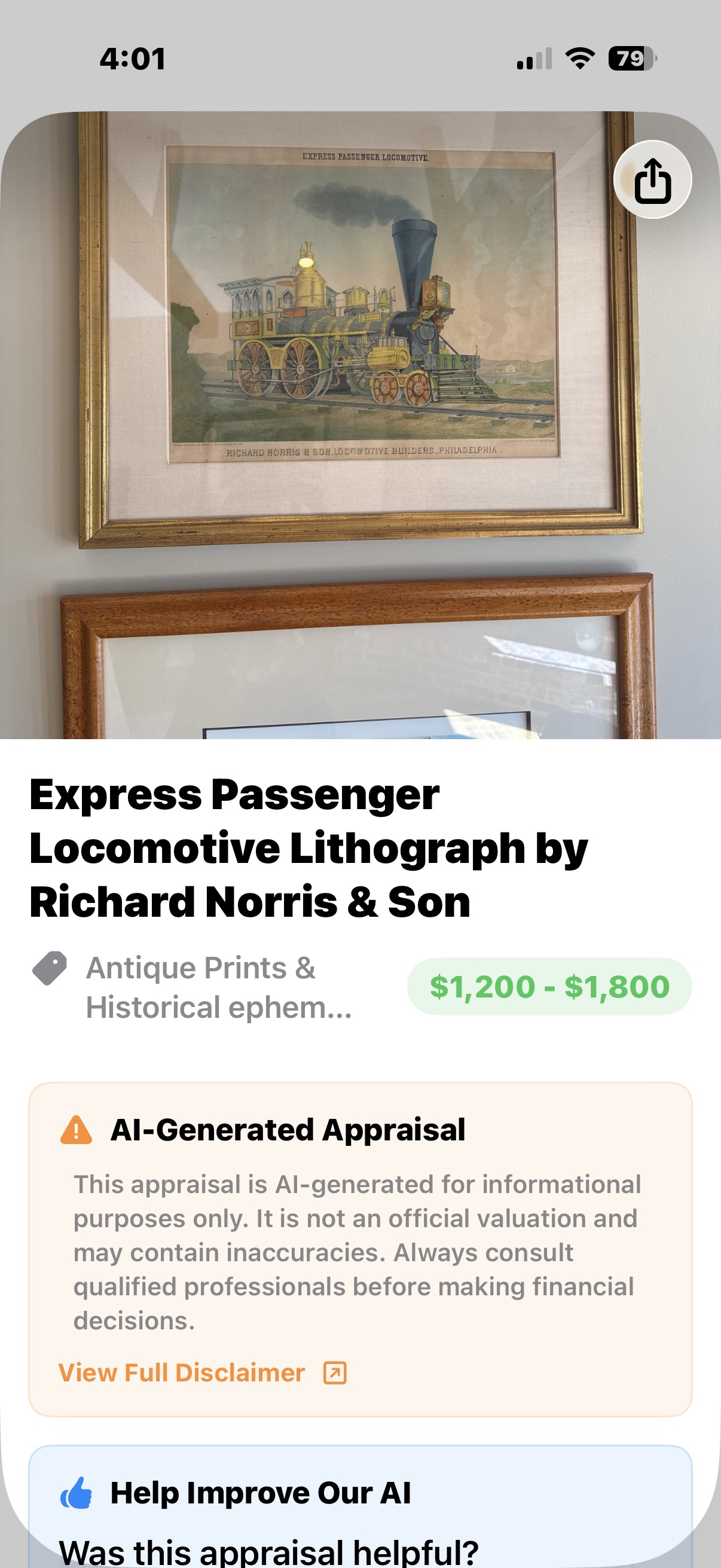 American Express Passenger Locomotive Lithograph
