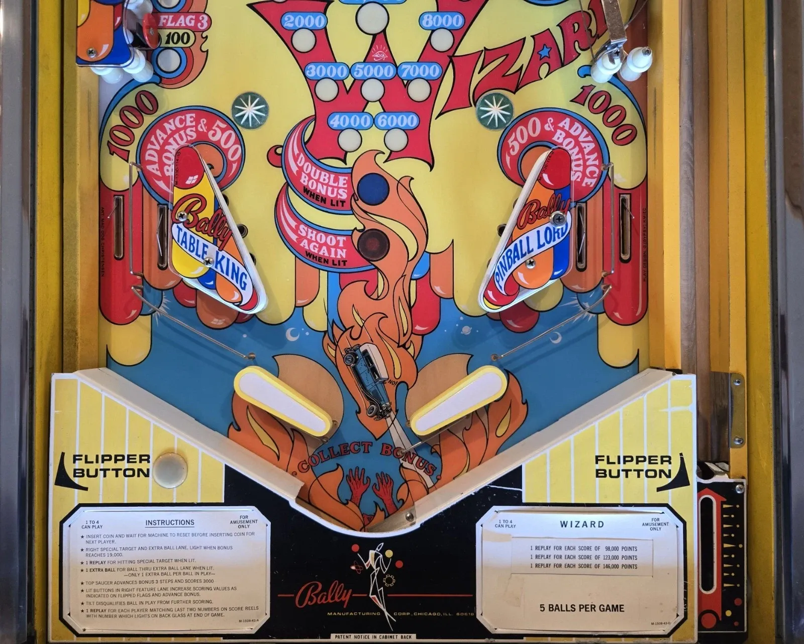 Bally 'Wizard!' Electromechanical Pinball Machine thumbnail 4