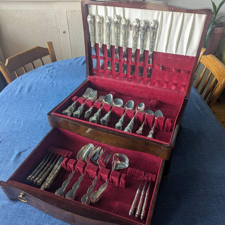Rococo Style Silver-Plated Flatware Set
