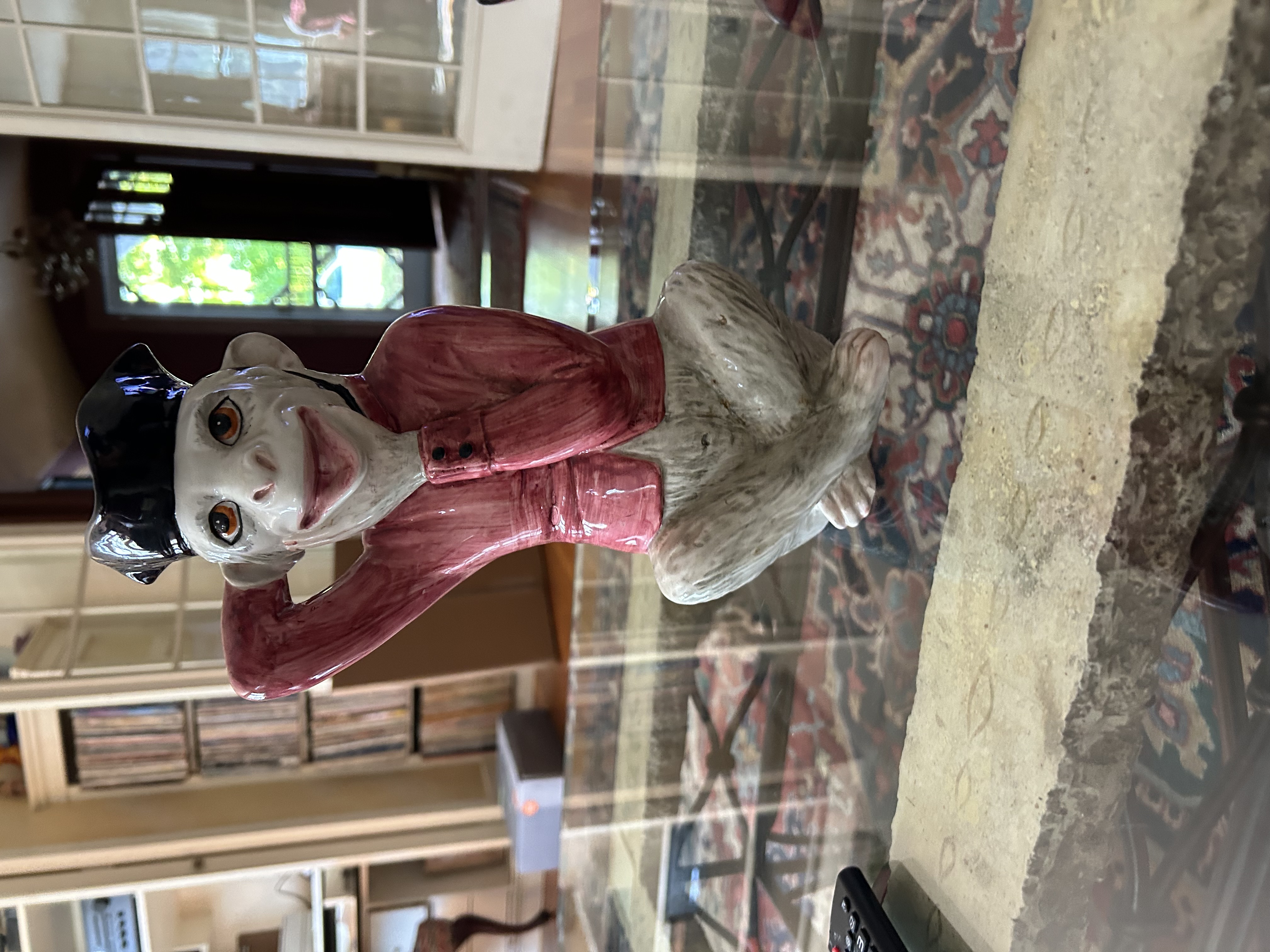 Italian Rococo Revival 'Singerie' Glazed Ceramic Monkey Figurine