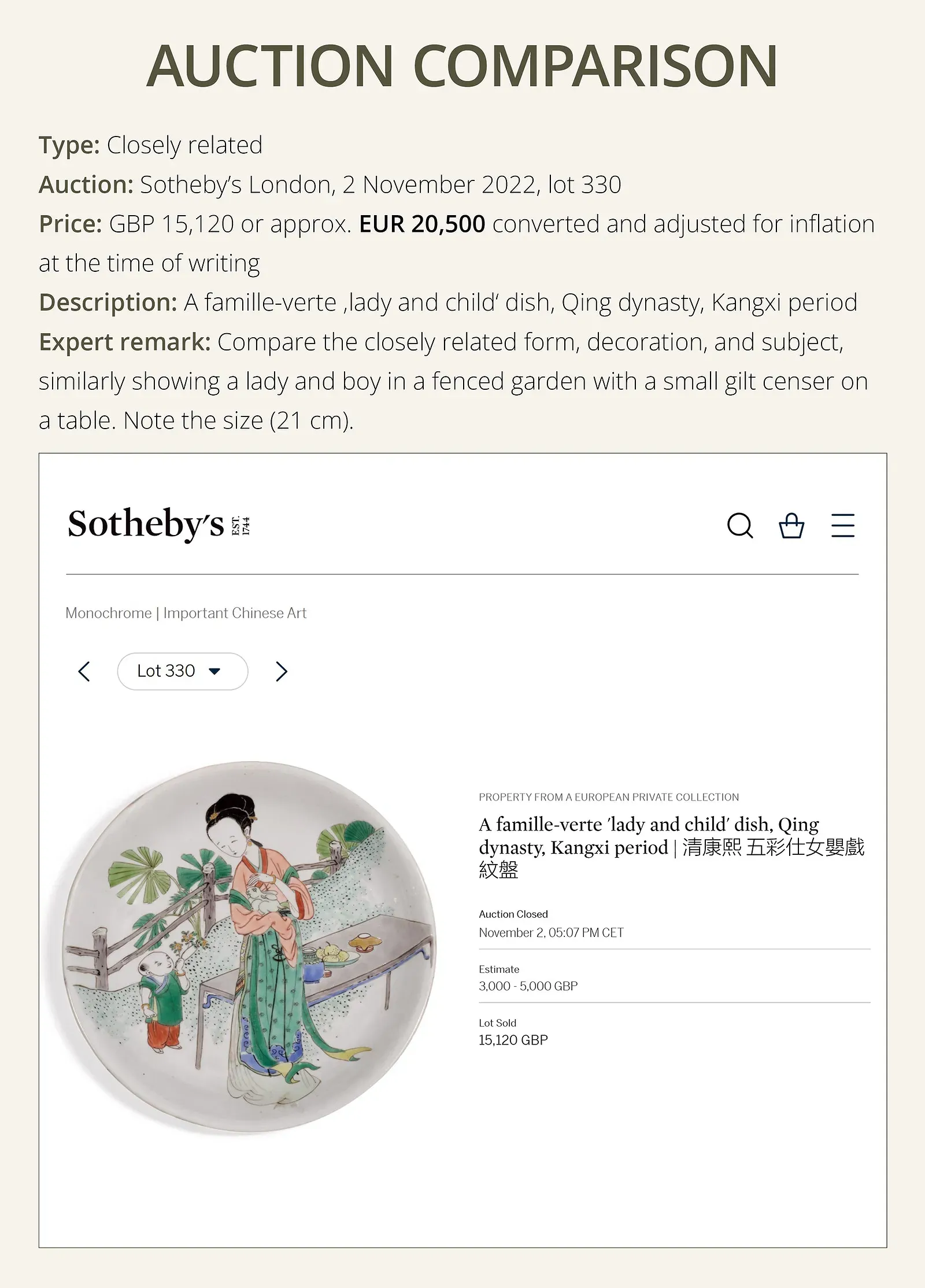 Chinese Qing Period Famille Verte Porcelain 'Lady and Boys' Dish thumbnail 7