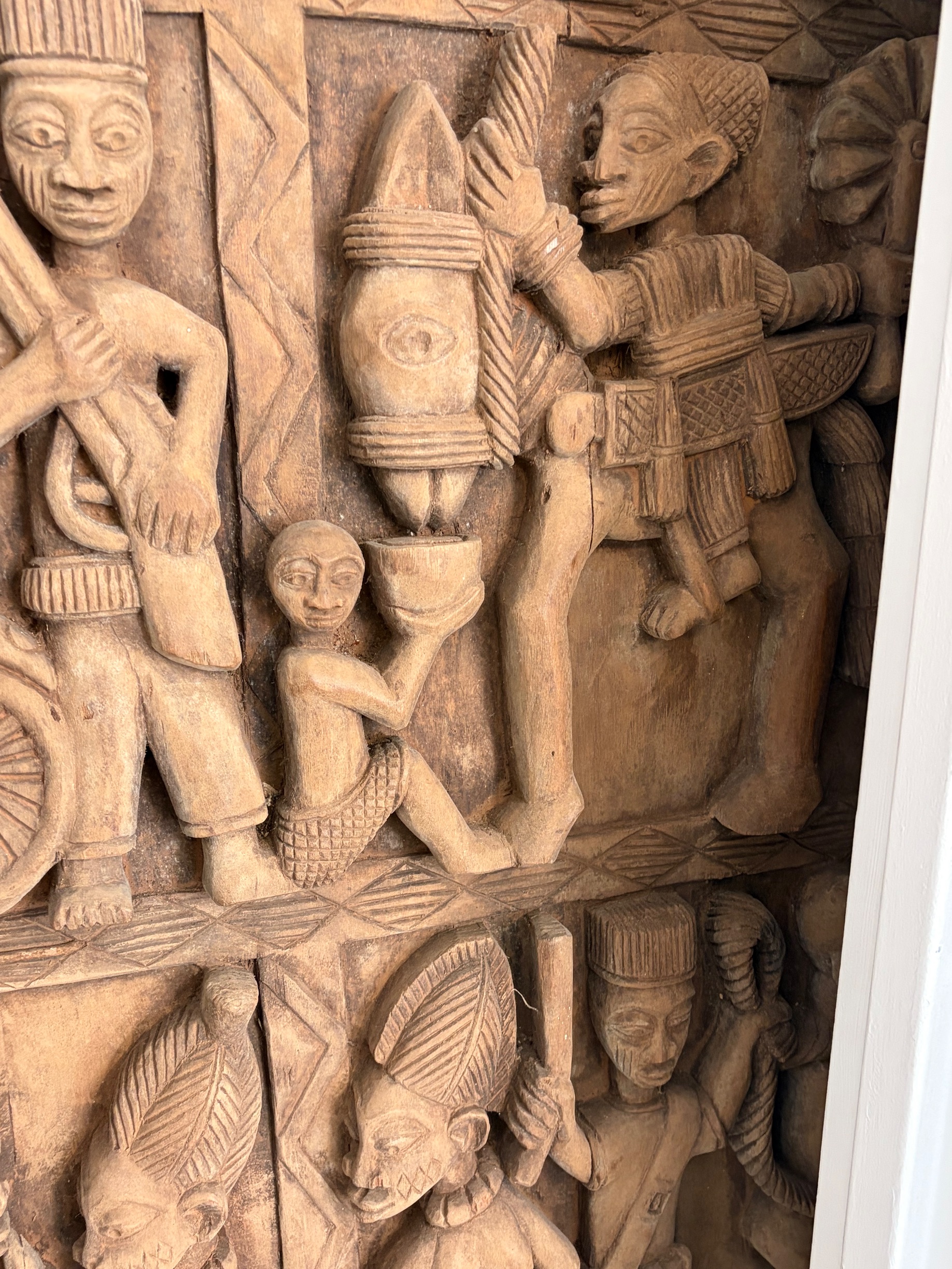 West African Yoruba Style Carved Wooden Palace Door Panel thumbnail 6