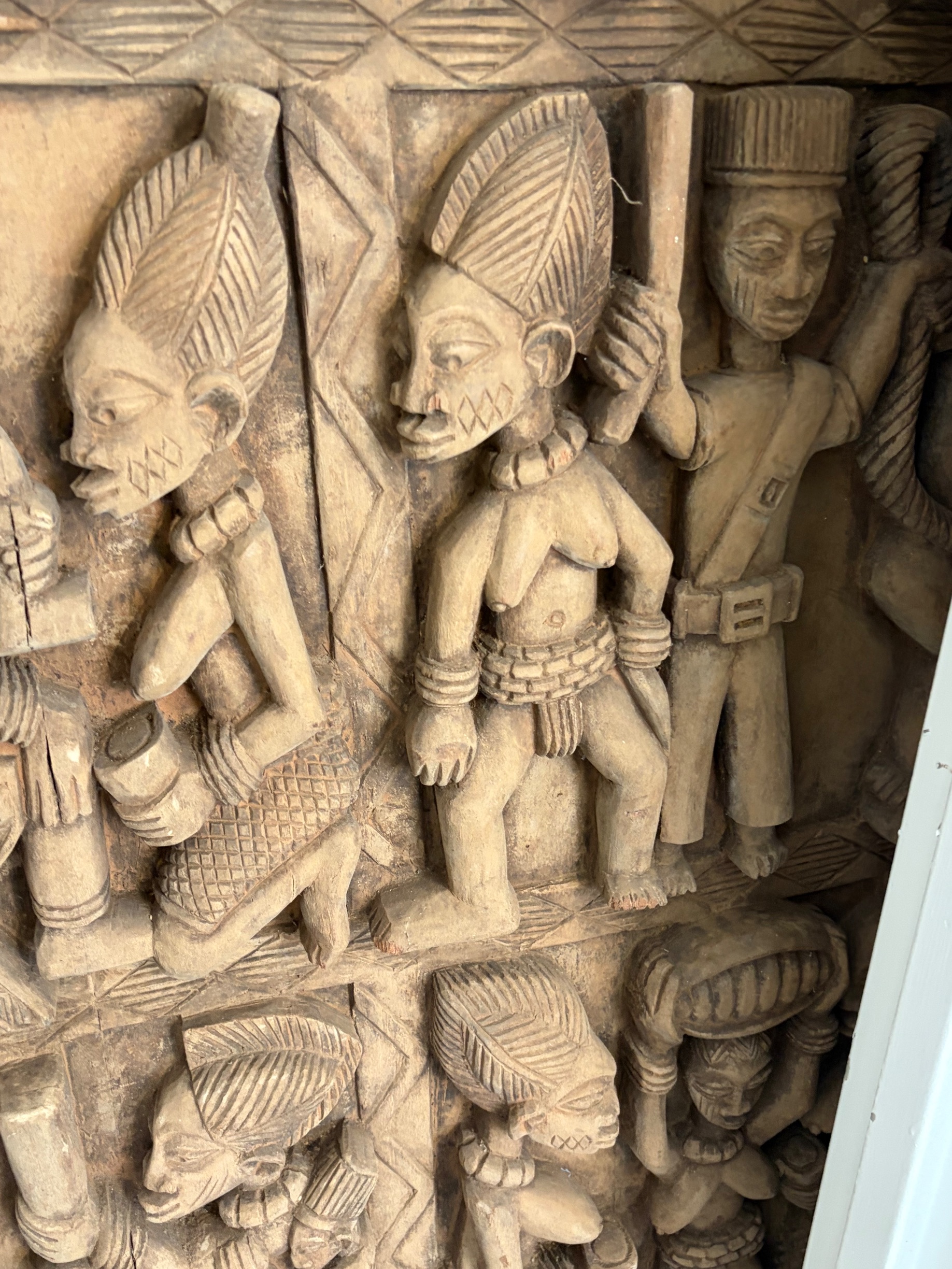 West African Yoruba Style Carved Wooden Palace Door Panel thumbnail 7