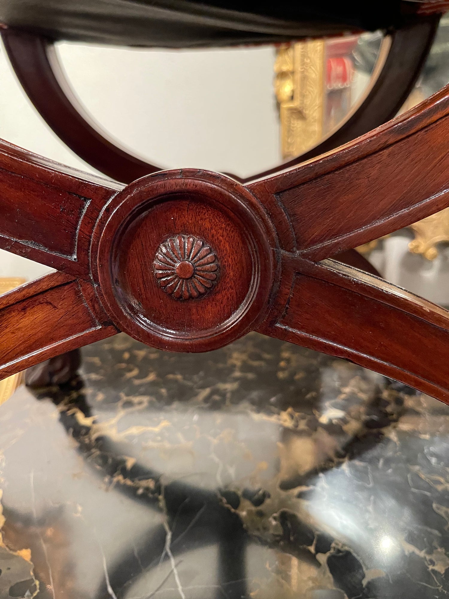 Pair of French Restoration Mahogany X-frame Stools thumbnail 3