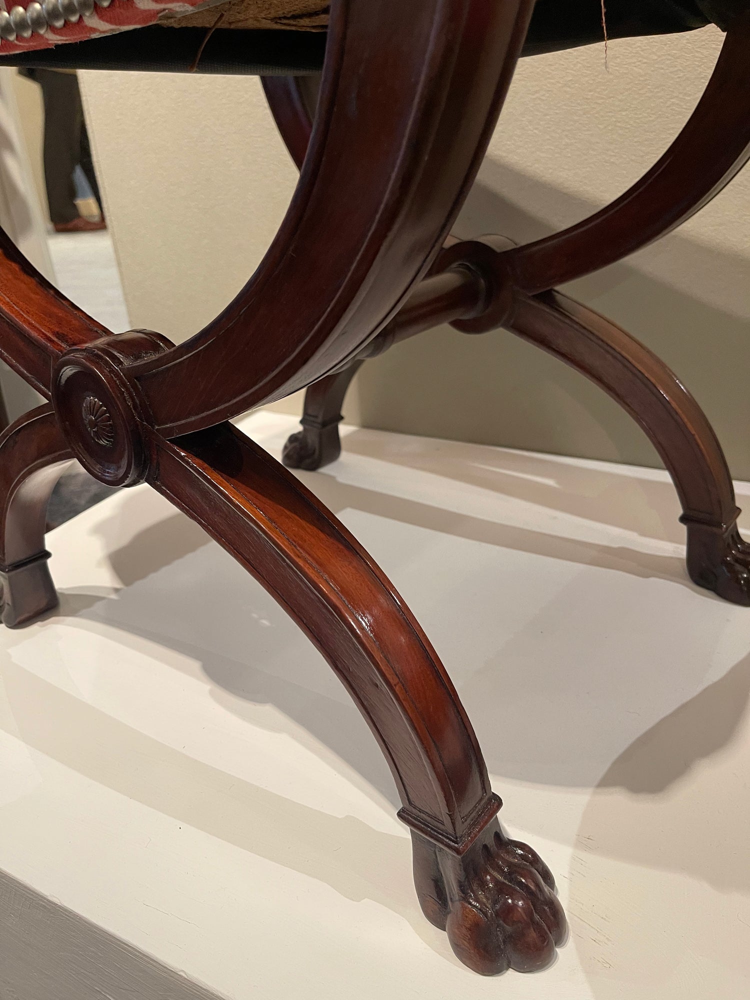Pair of French Restoration Mahogany X-frame Stools thumbnail 6