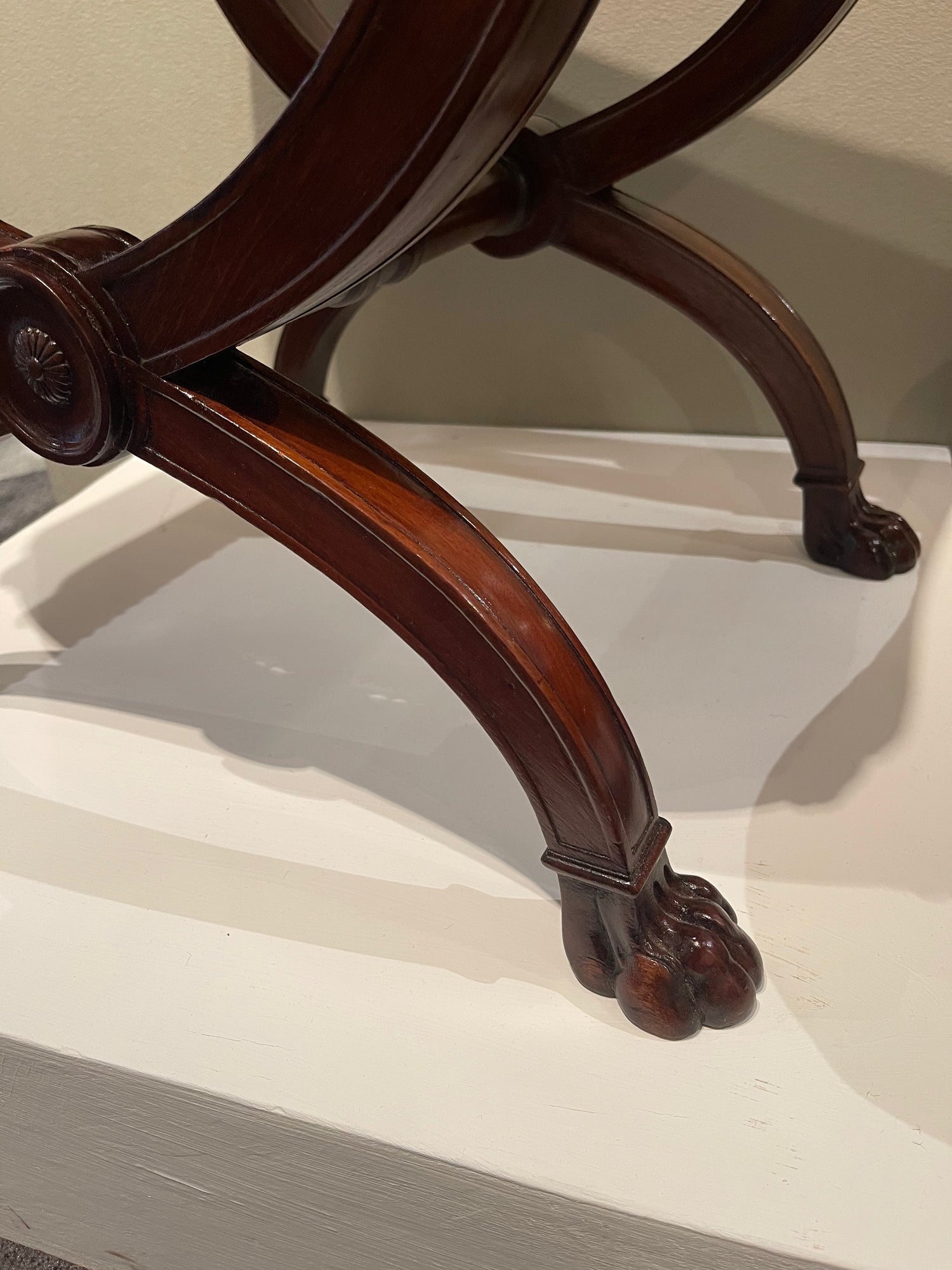 Pair of French Restoration Mahogany X-frame Stools thumbnail 8
