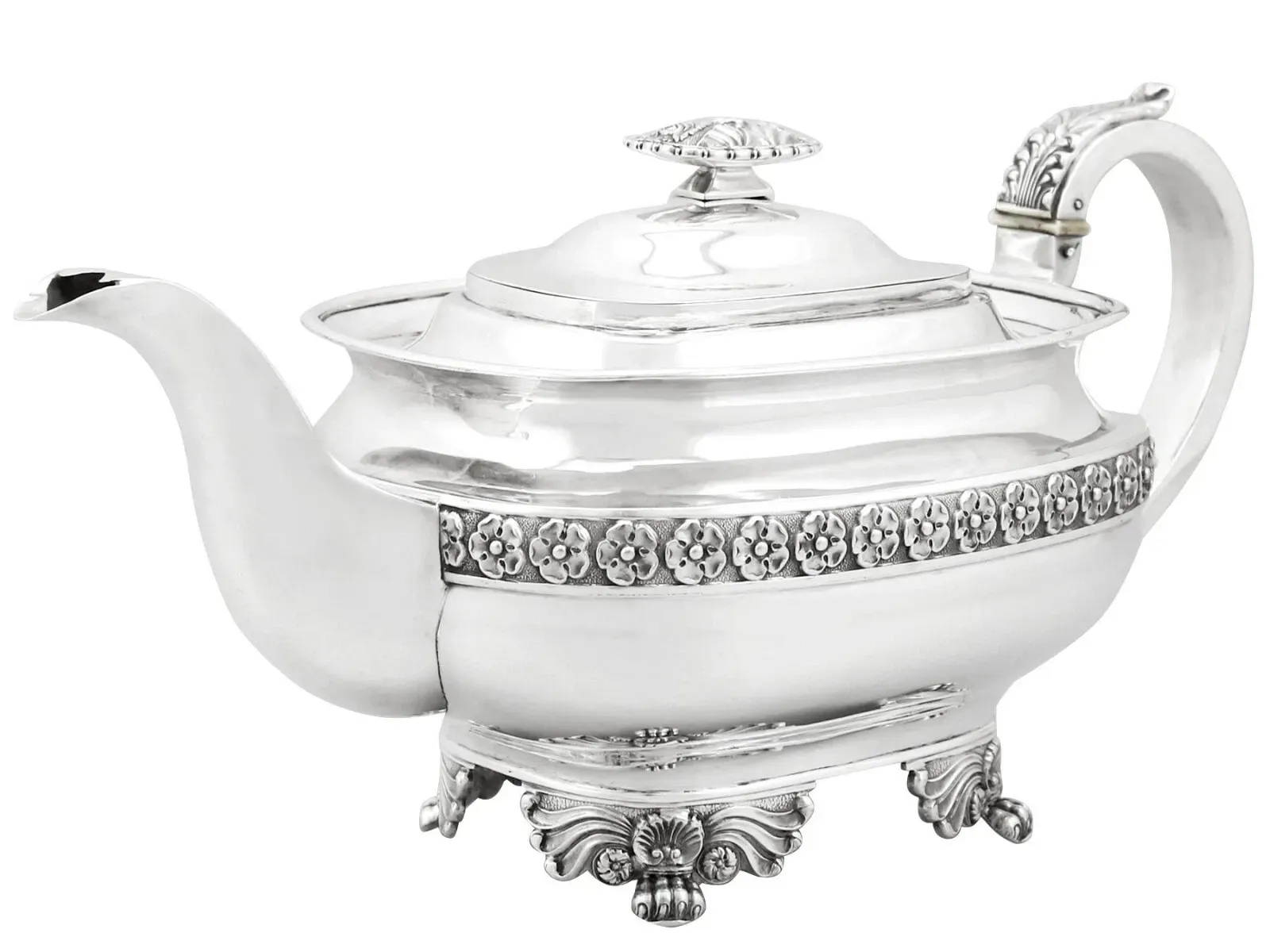 Victorian Sterling Silver Floral-Embossed Three-Piece Tea Service thumbnail 3