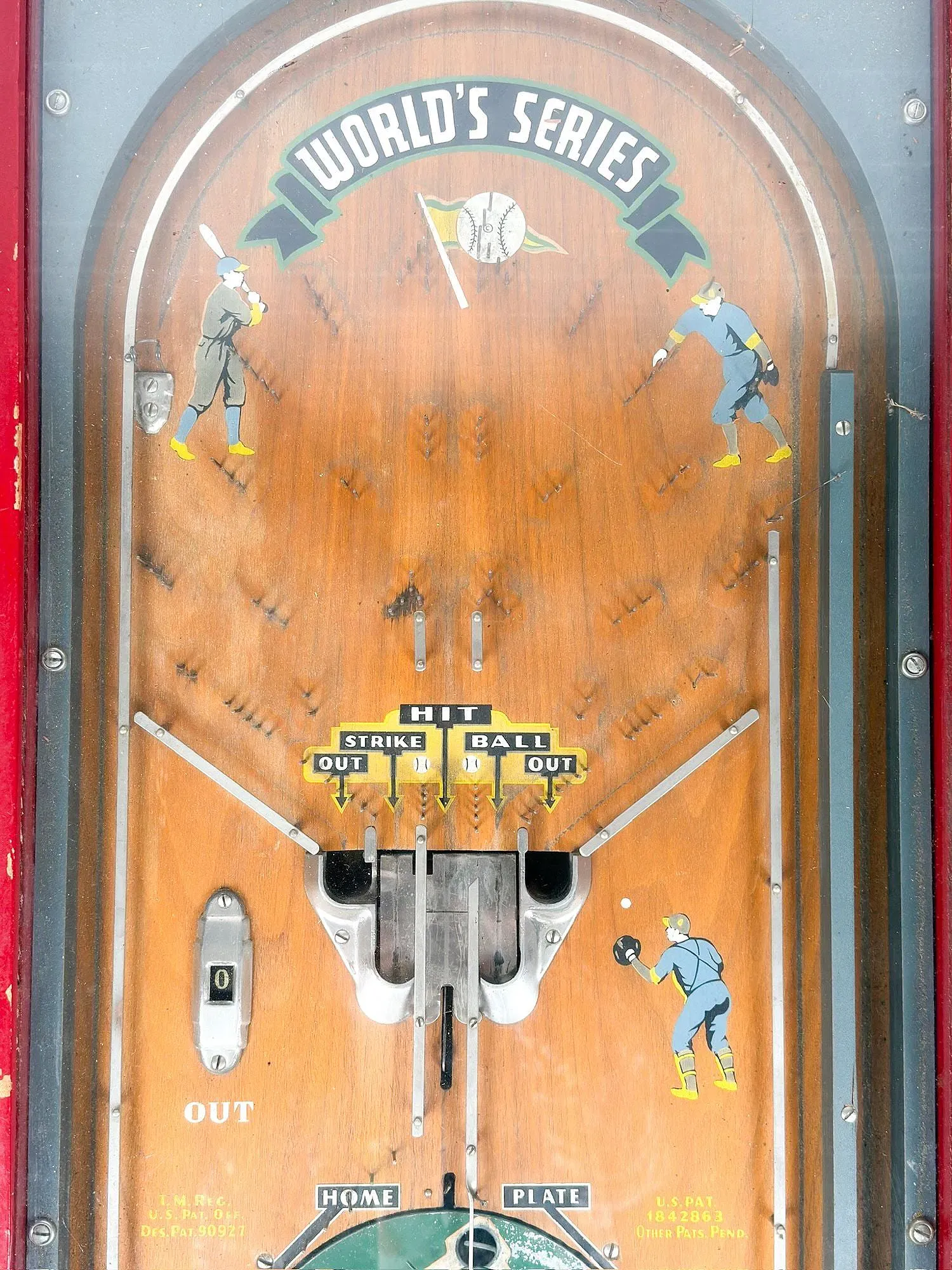 American Art Deco Period 'World's Series' Coin-Operated Baseball Pinball Game thumbnail 2