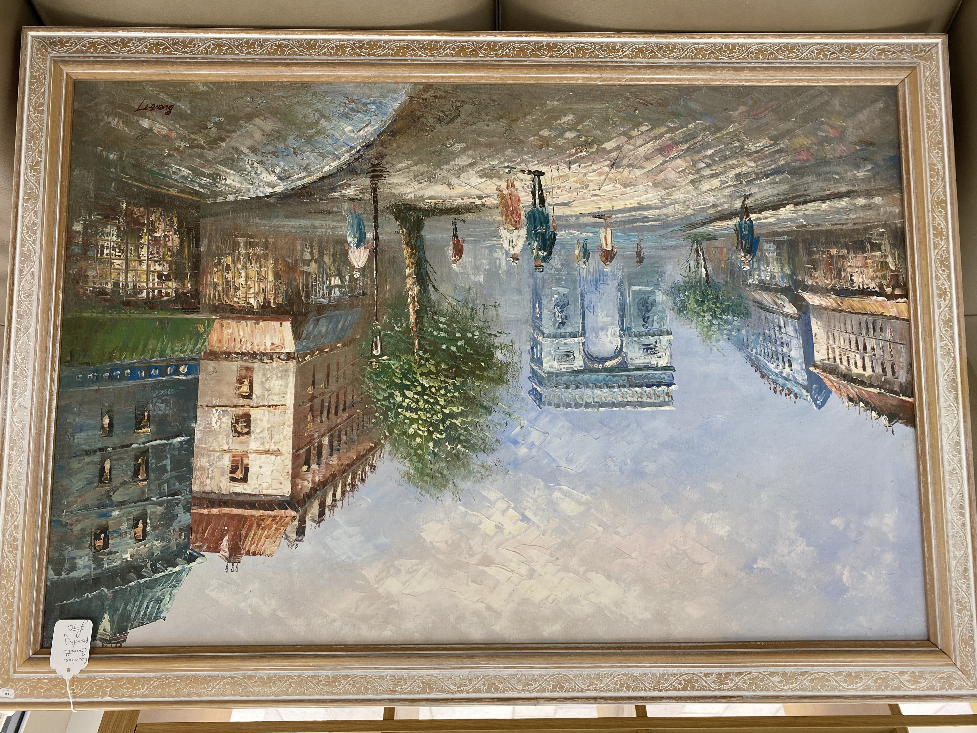 Impressionist Style Oil Painting, Parisian Street Scene with Arc de Triomphe