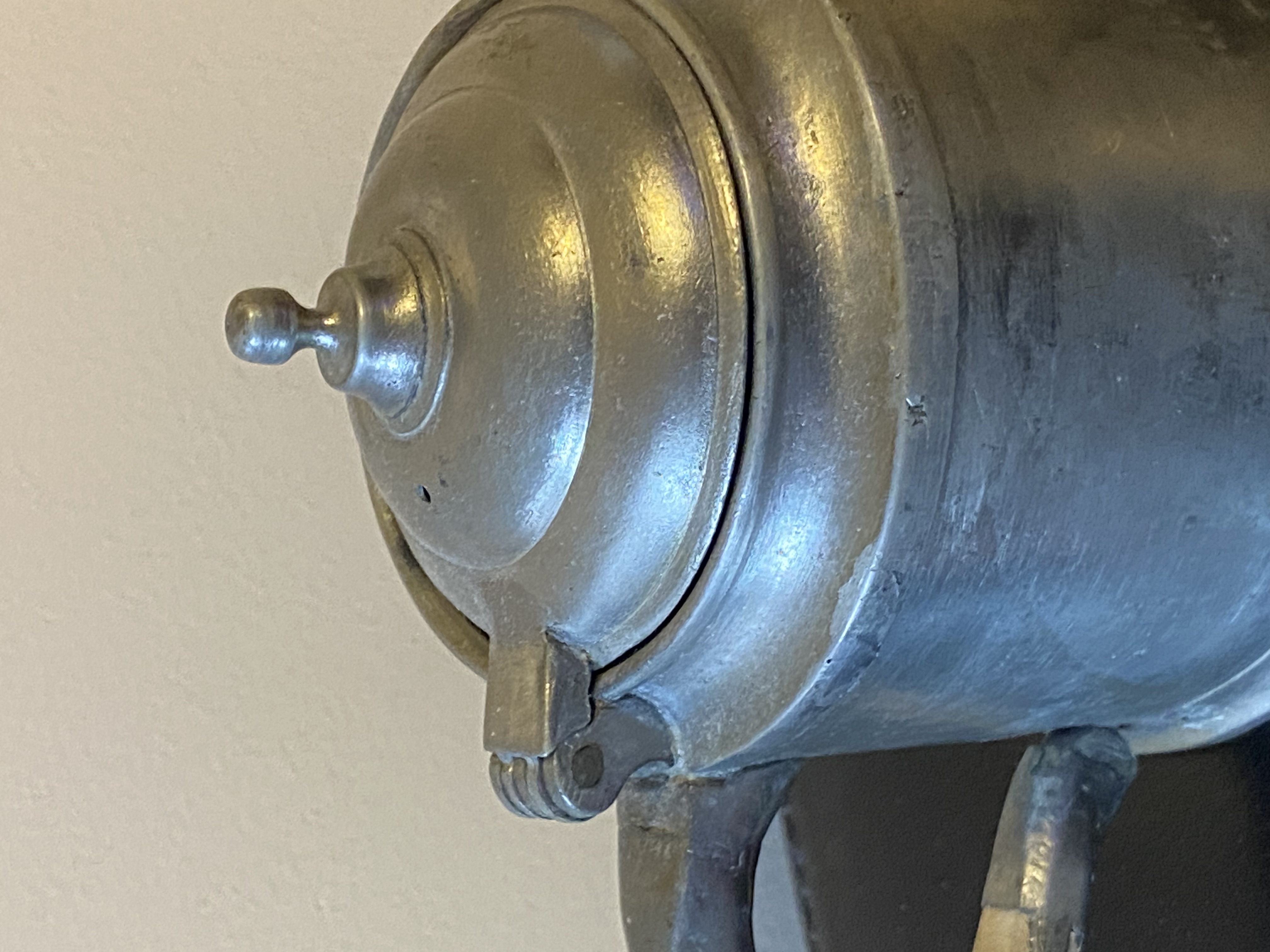Early American Colonial Period Pewter and Wood Teapot thumbnail 3