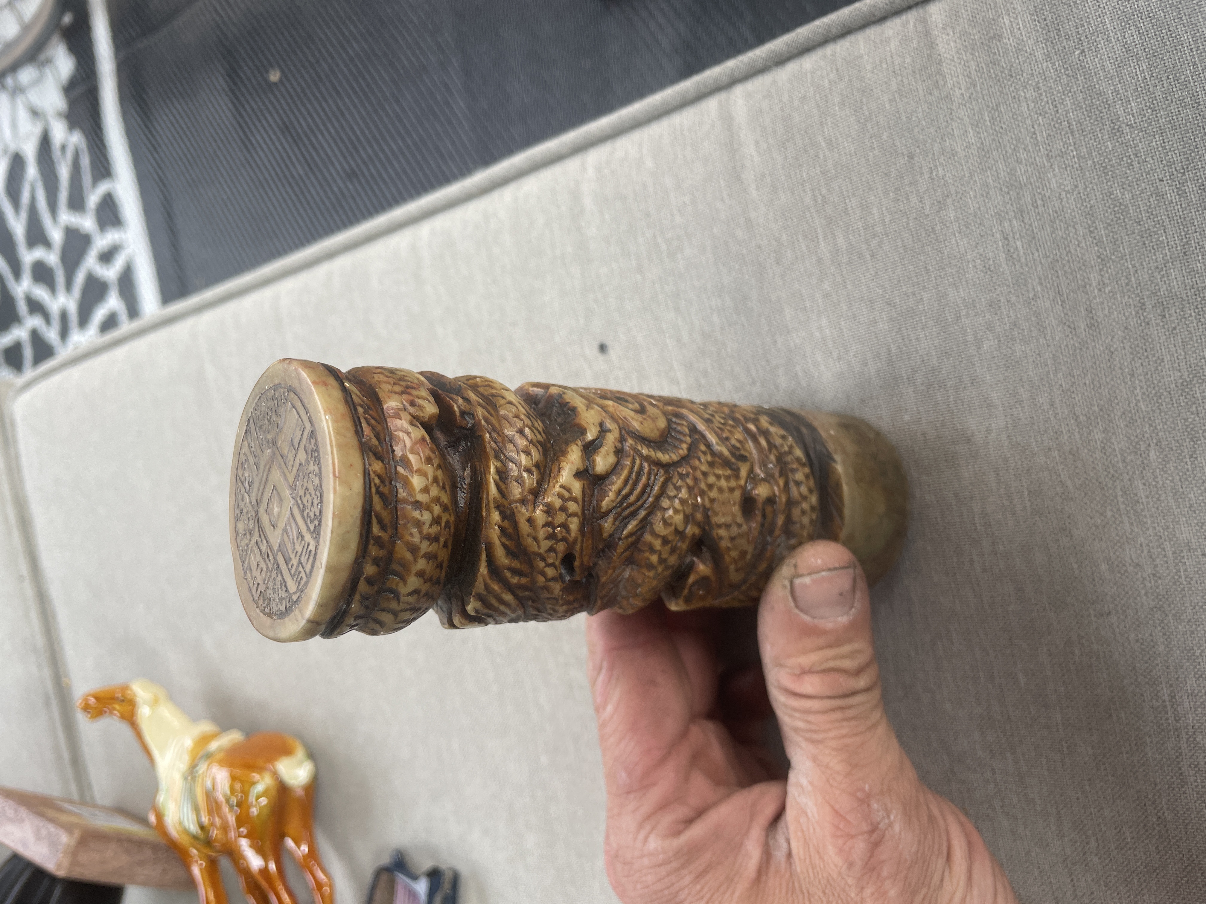 Chinese Qing Dynasty Carved Dragon Shoushan Stone Seal
