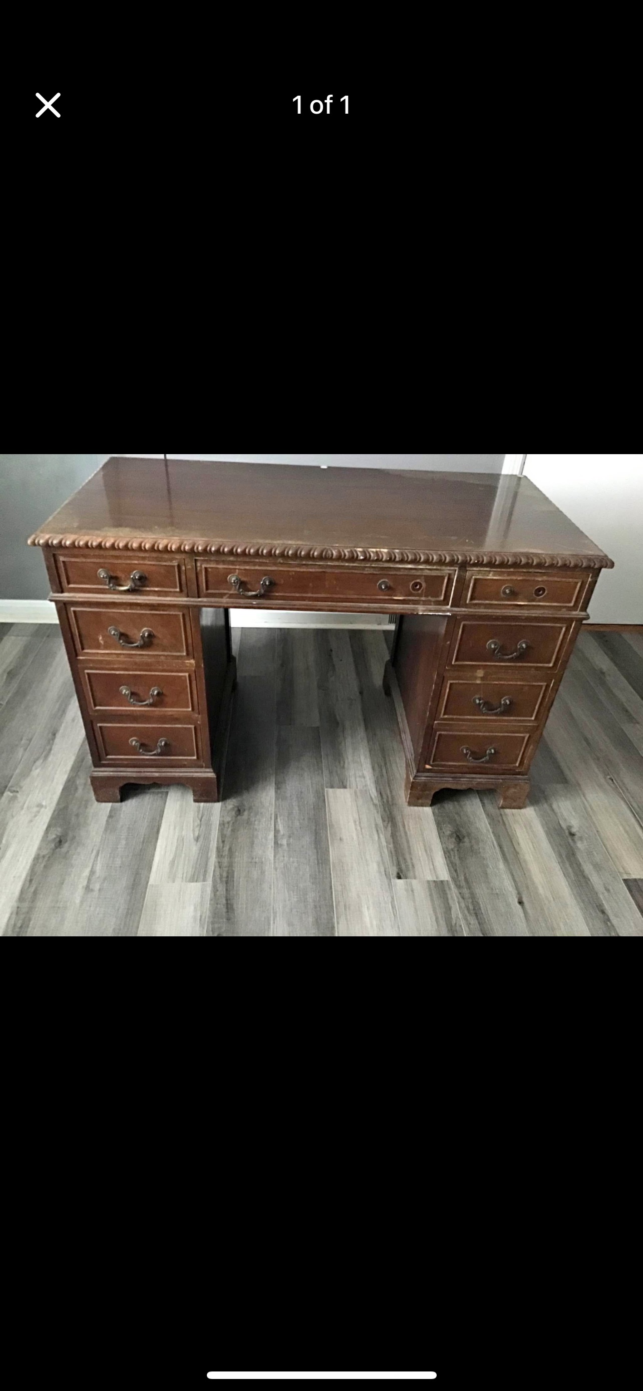 English Georgian Revival Mahogany Pedestal Desk