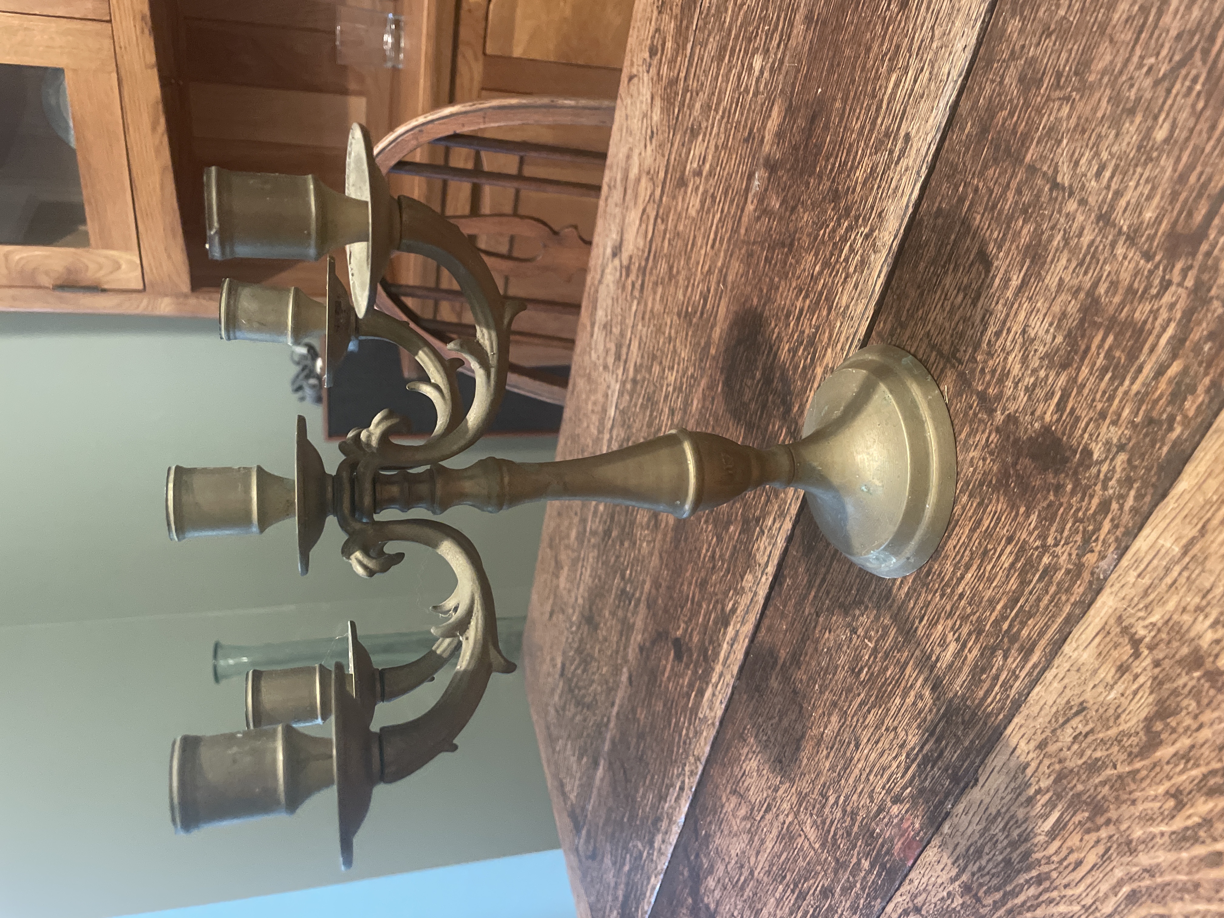 Edwardian Neoclassical Revival Brass Five-Light Candelabrum