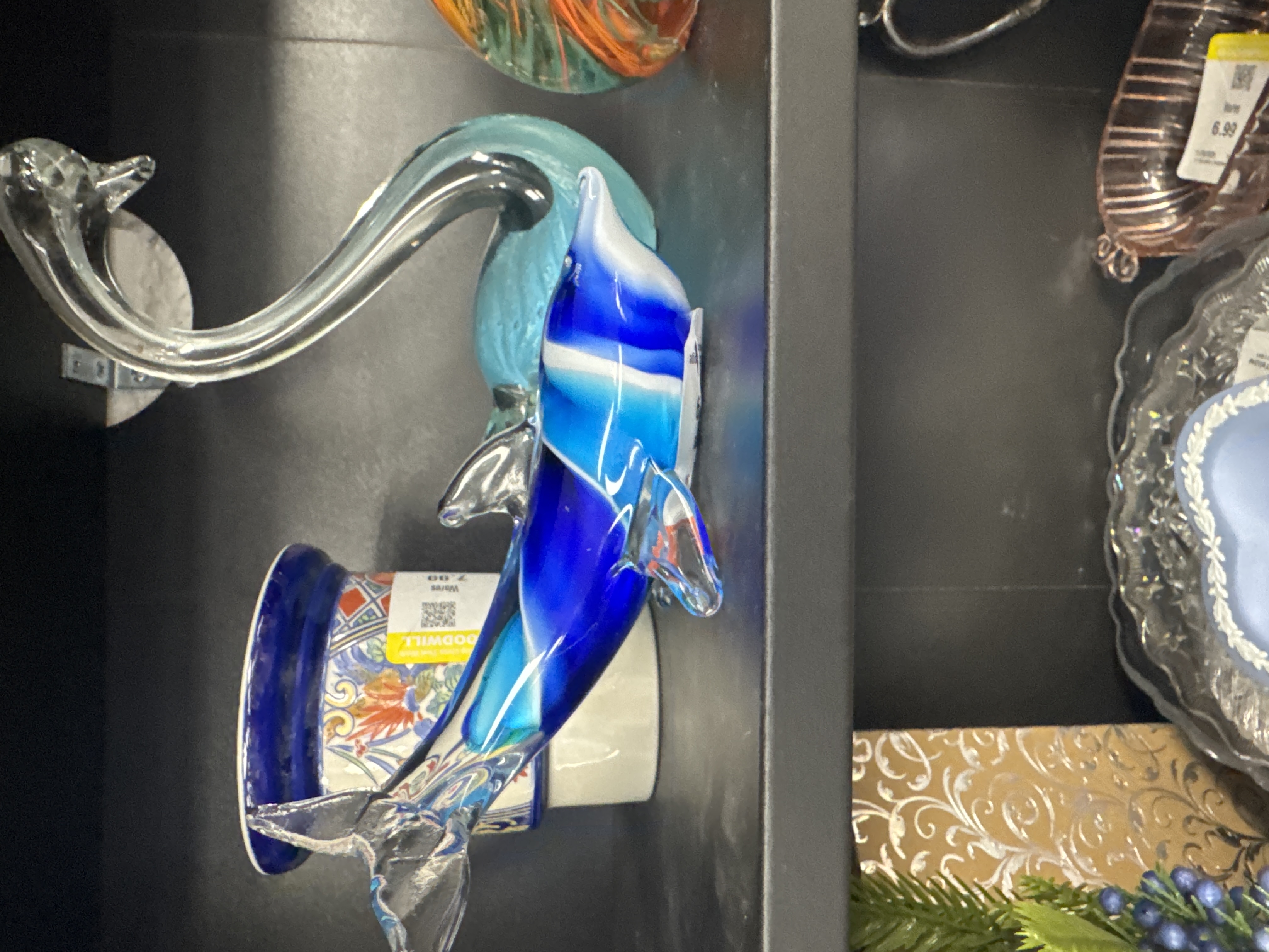 Contemporary Murano Style Glass Dolphin Figurine
