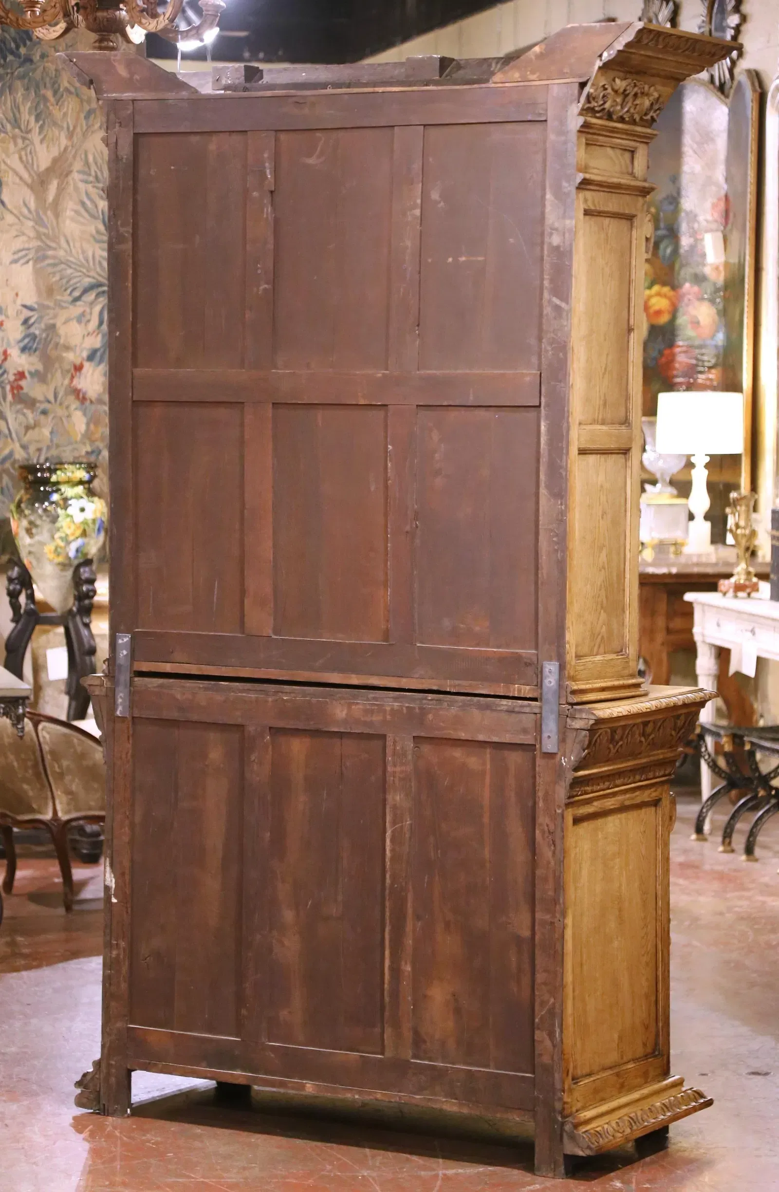 French Henri II Revival Carved Oak Gun Cabinet thumbnail 12