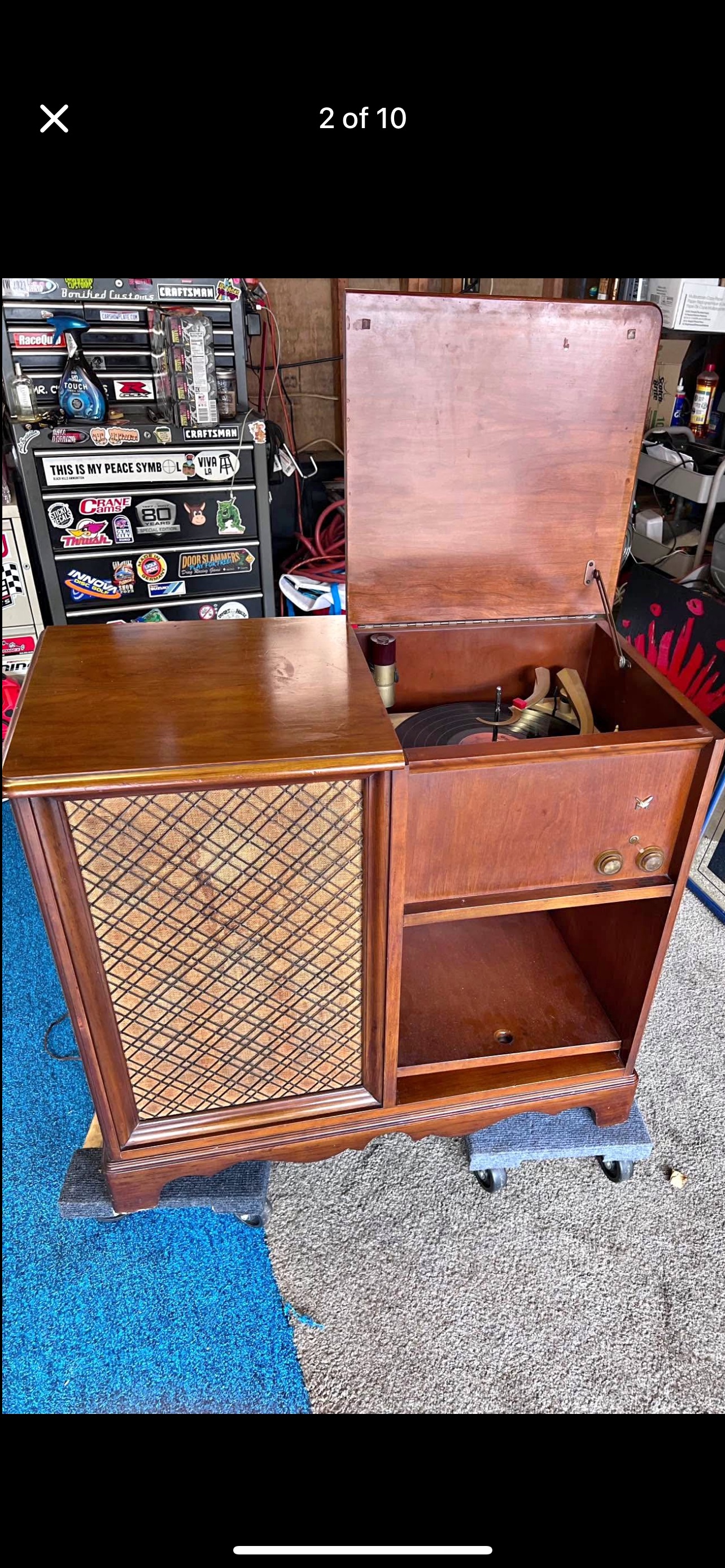 Mid-Century Modern Mahogany Console Record Player