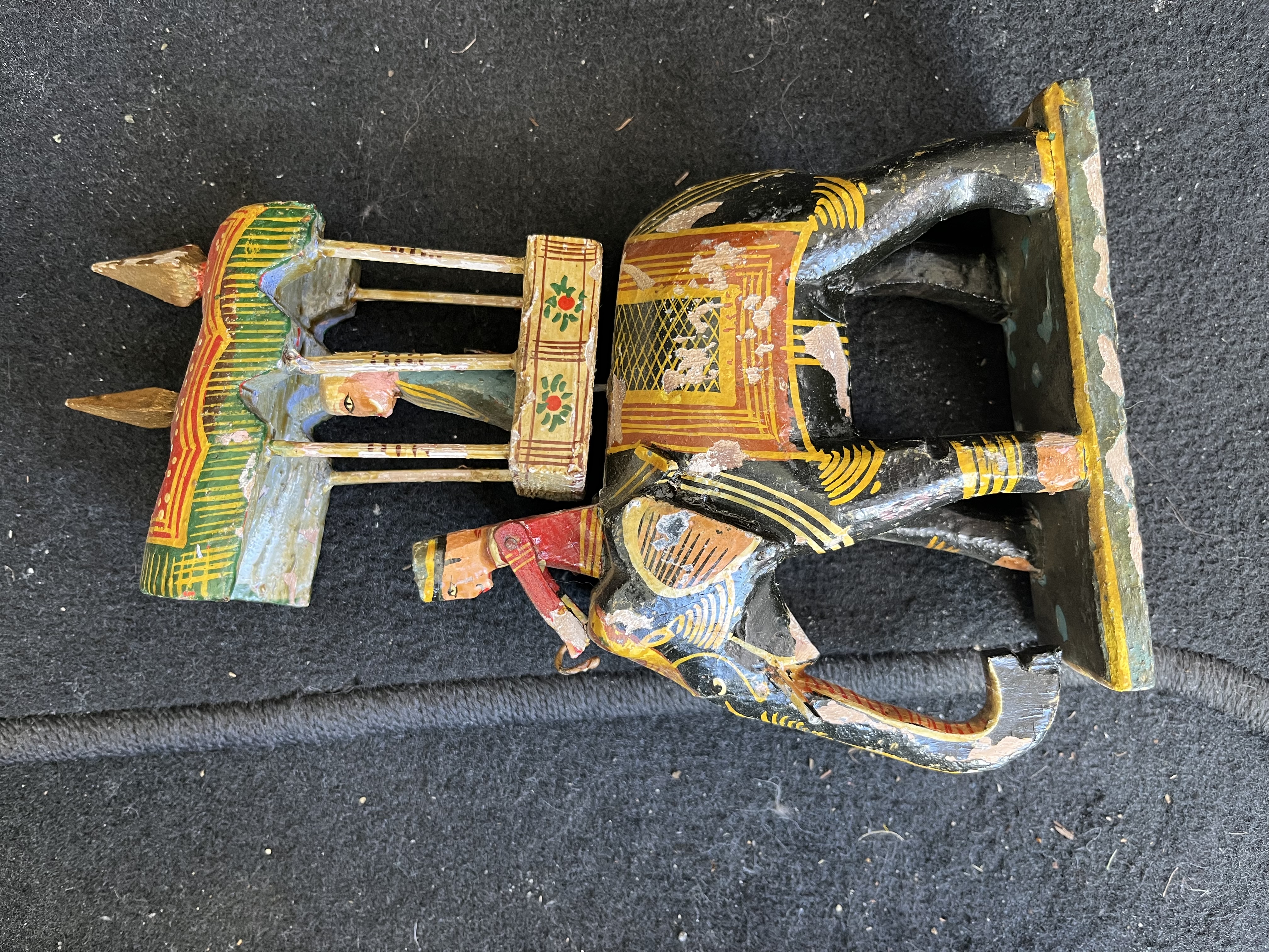 Indian Folk Painted Wood Elephant Processional Figure