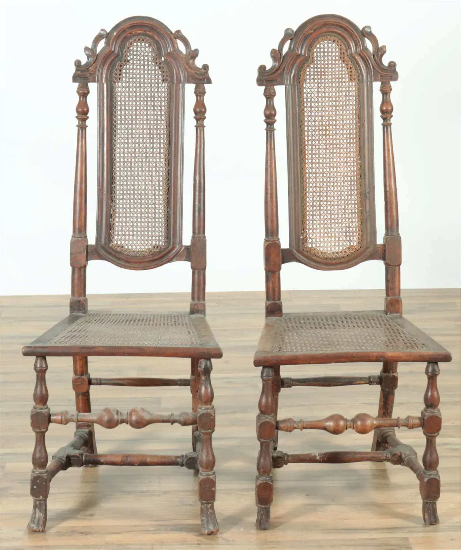 Baroque Period Walnut Cane Chairs