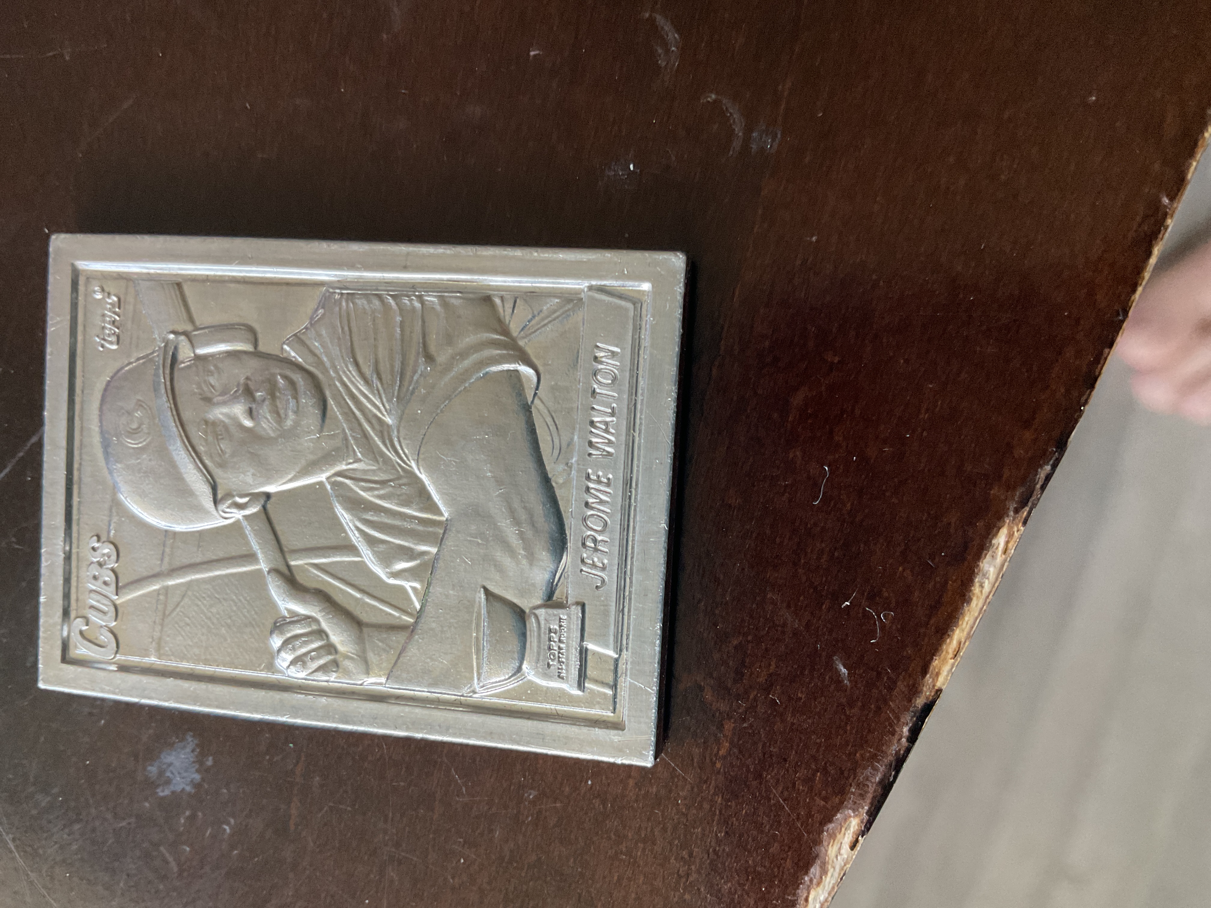1990 Topps Jerome Walton Bronze Baseball Card Plaque