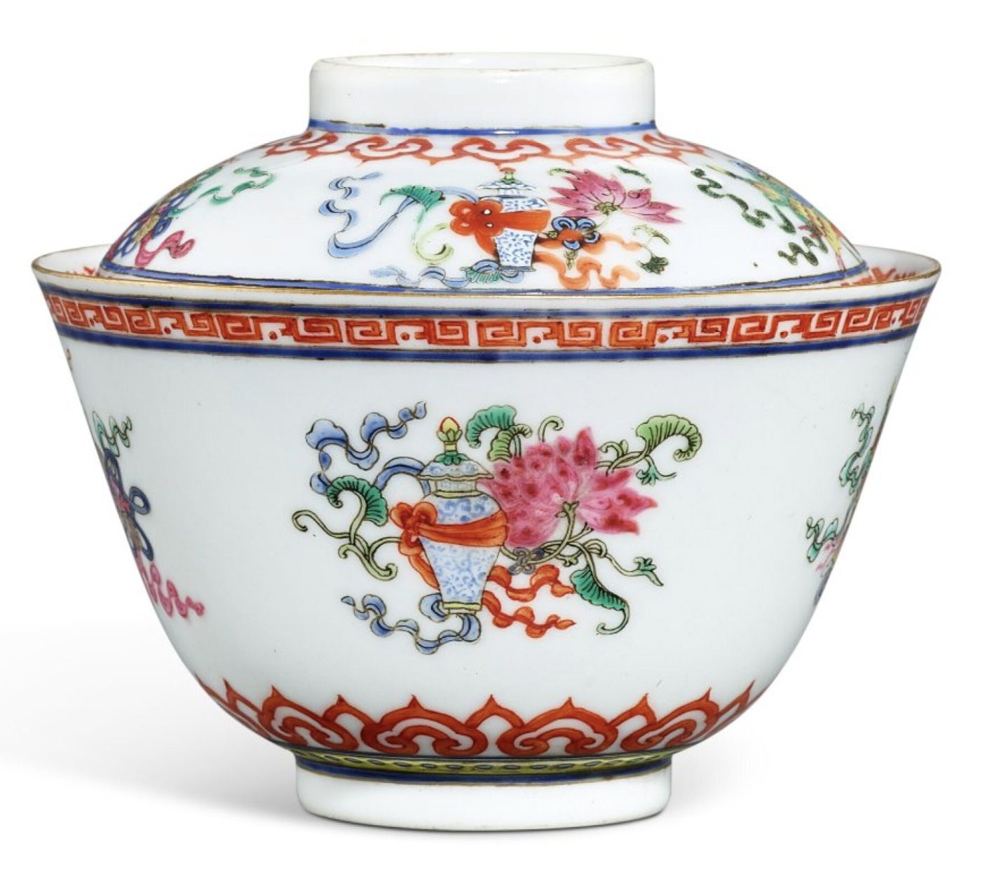 Qing Style Doucai Porcelain Bowl with Cover