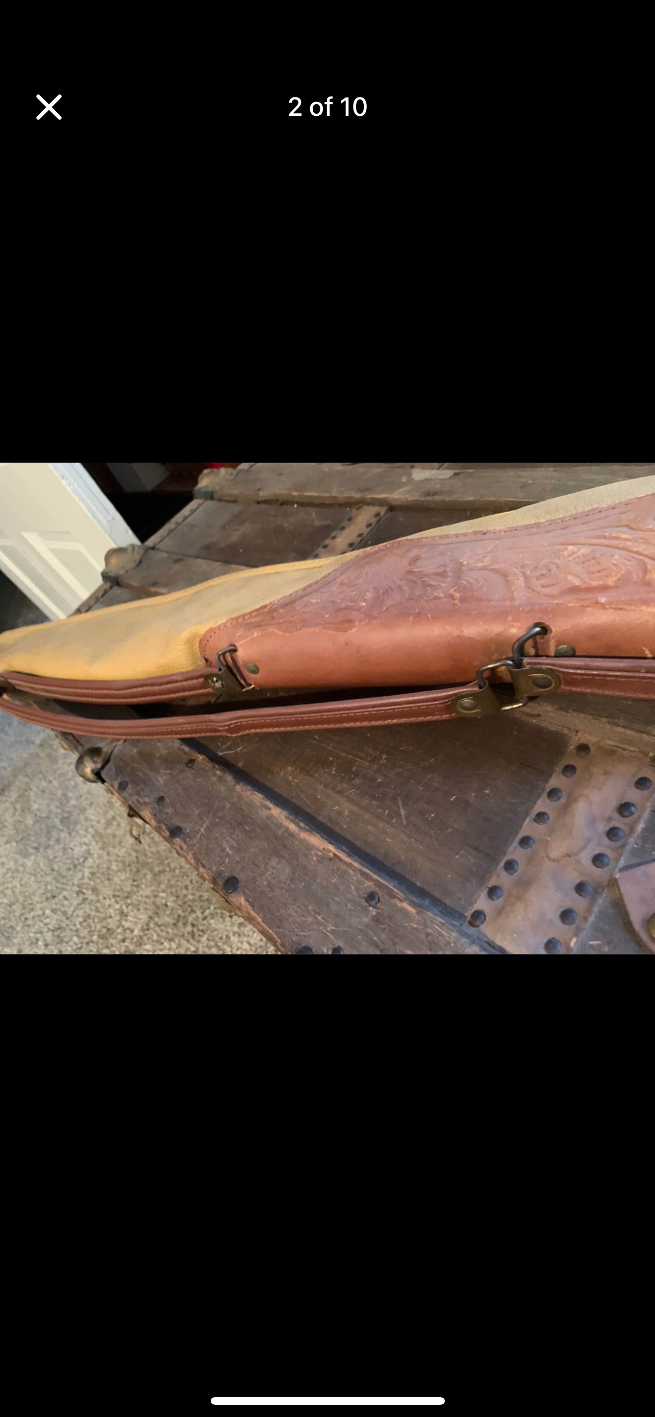 Western Tooled Leather and Canvas Rifle Scabbard