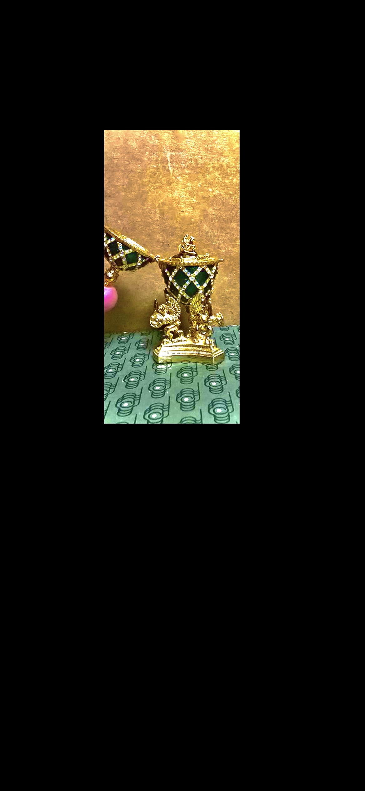 Fabergé-Style Jeweled Gold Egg Trinket Box