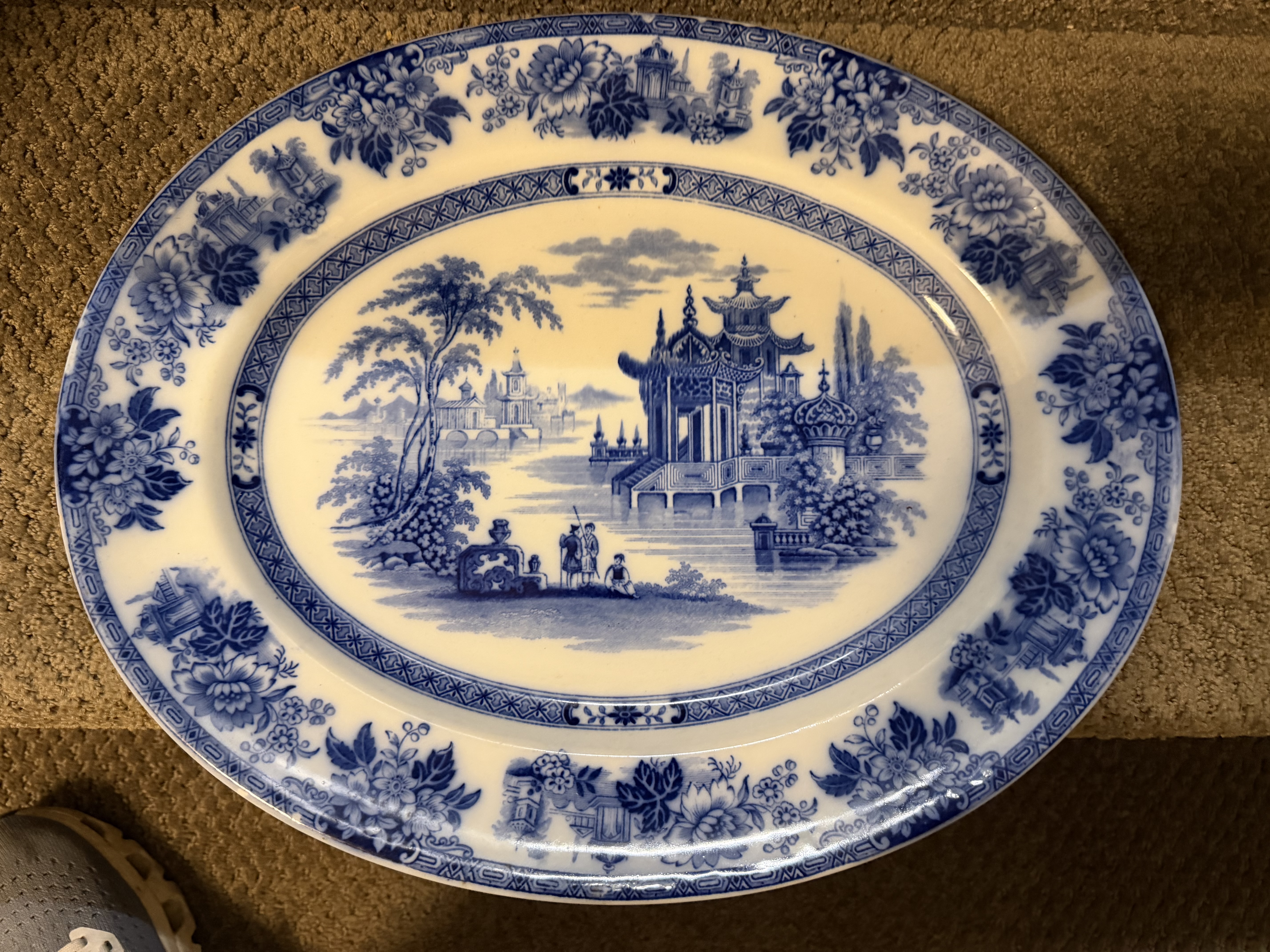 Staffordshire Blue and White Transferware Platter