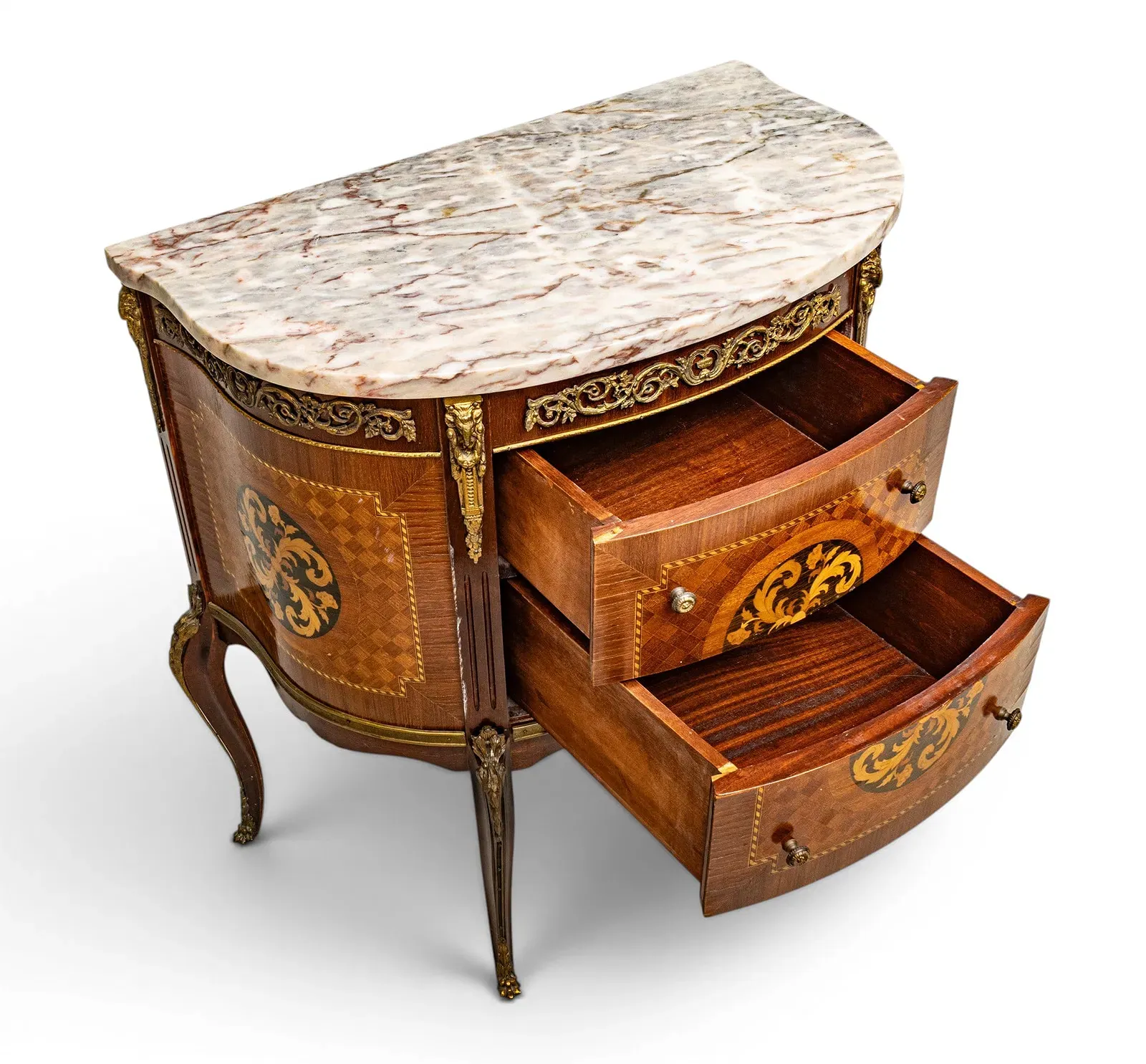 Louis XV Style Marquetry Commode thumbnail 3