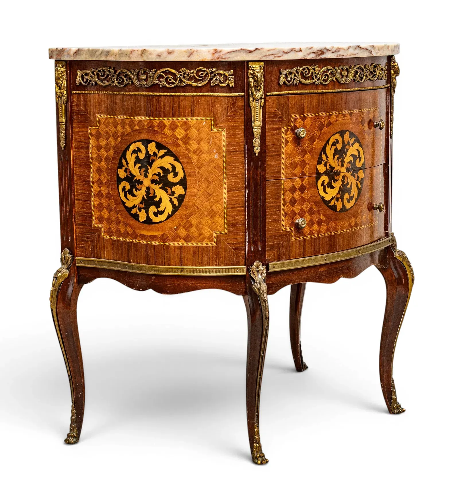 Louis XV Style Marquetry Commode thumbnail 4