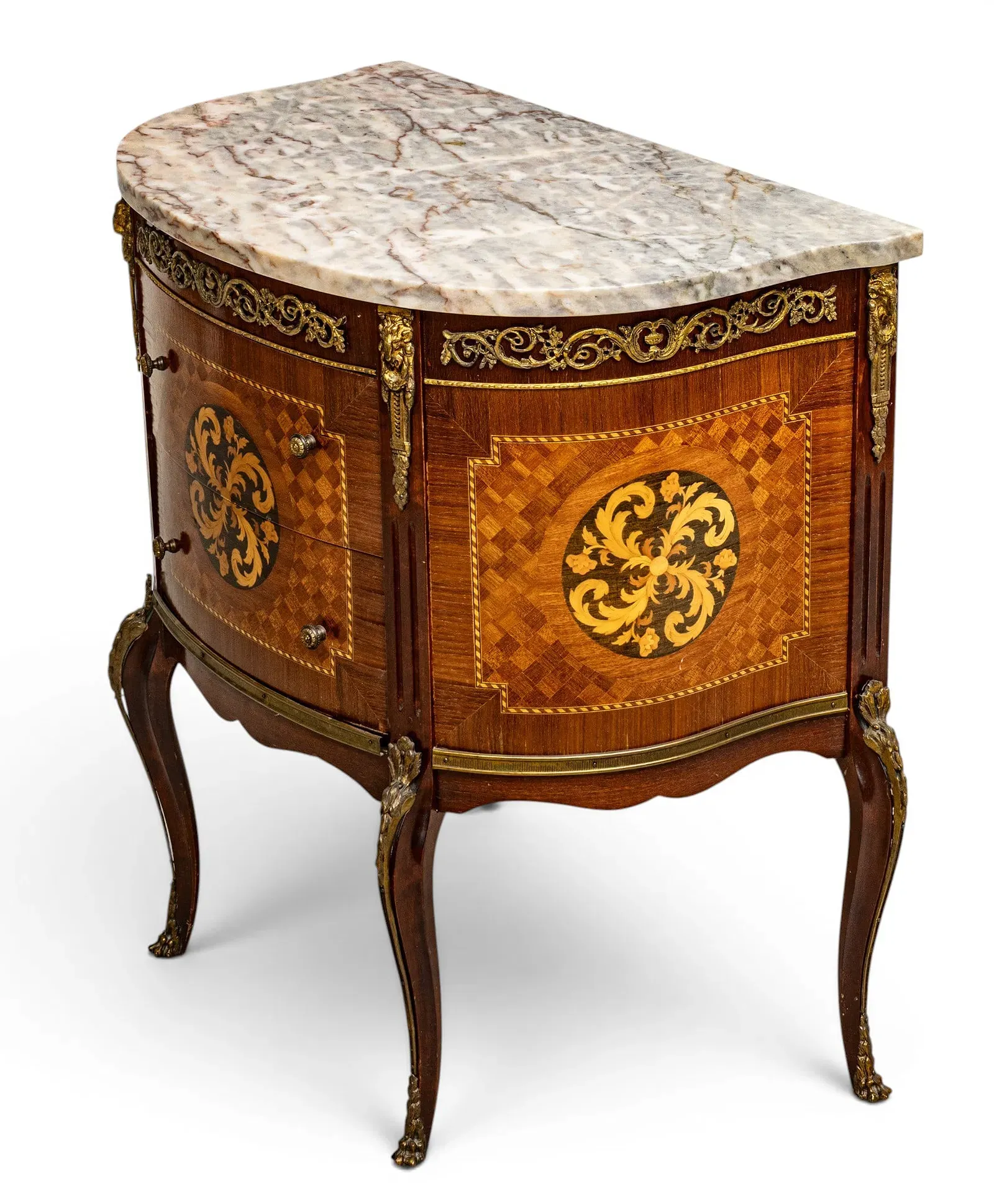 Louis XV Style Marquetry Commode thumbnail 5