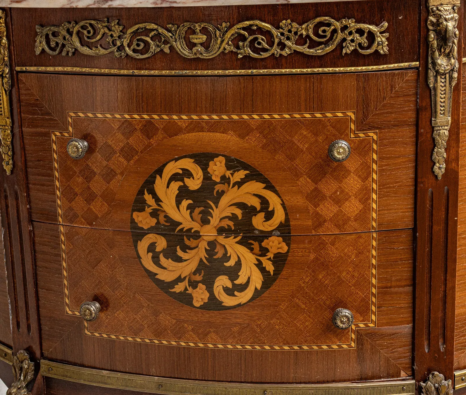 Louis XV Style Marquetry Commode thumbnail 7
