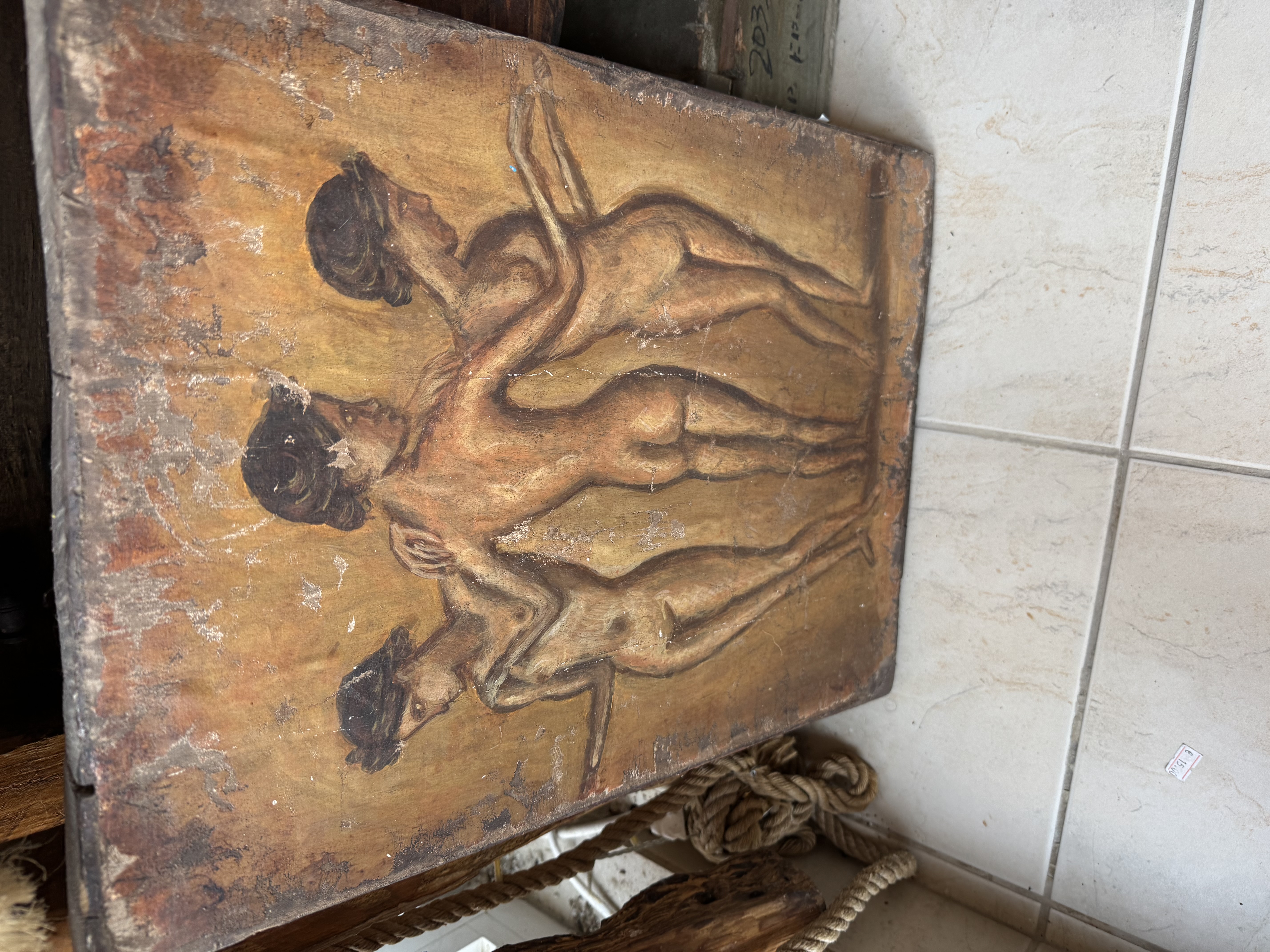 Art Deco Period Cast Plaster 'Three Graces' Bas-Relief Plaque