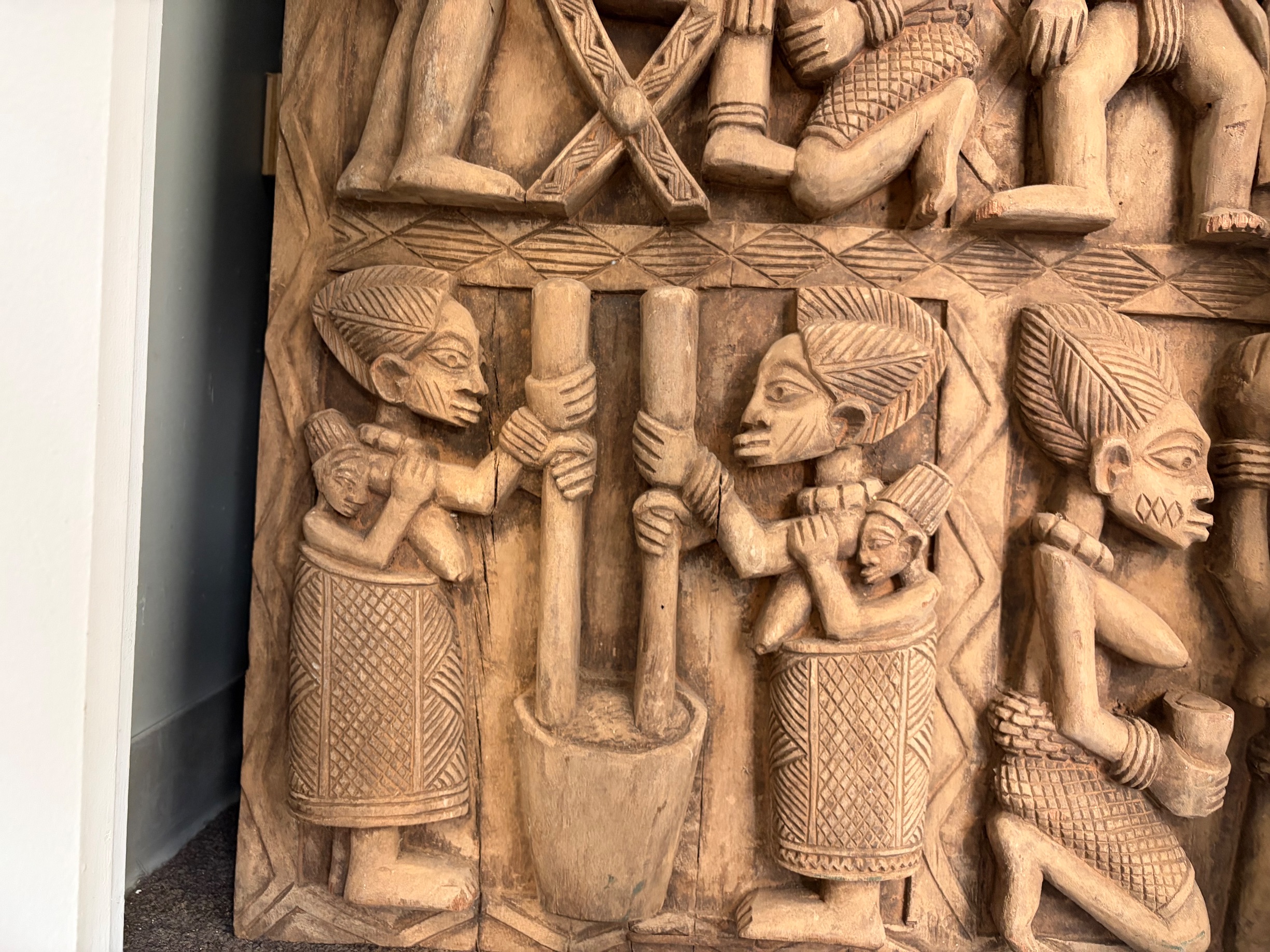 Yoruba-Style Carved Wooden Narrative Relief Panel thumbnail 2