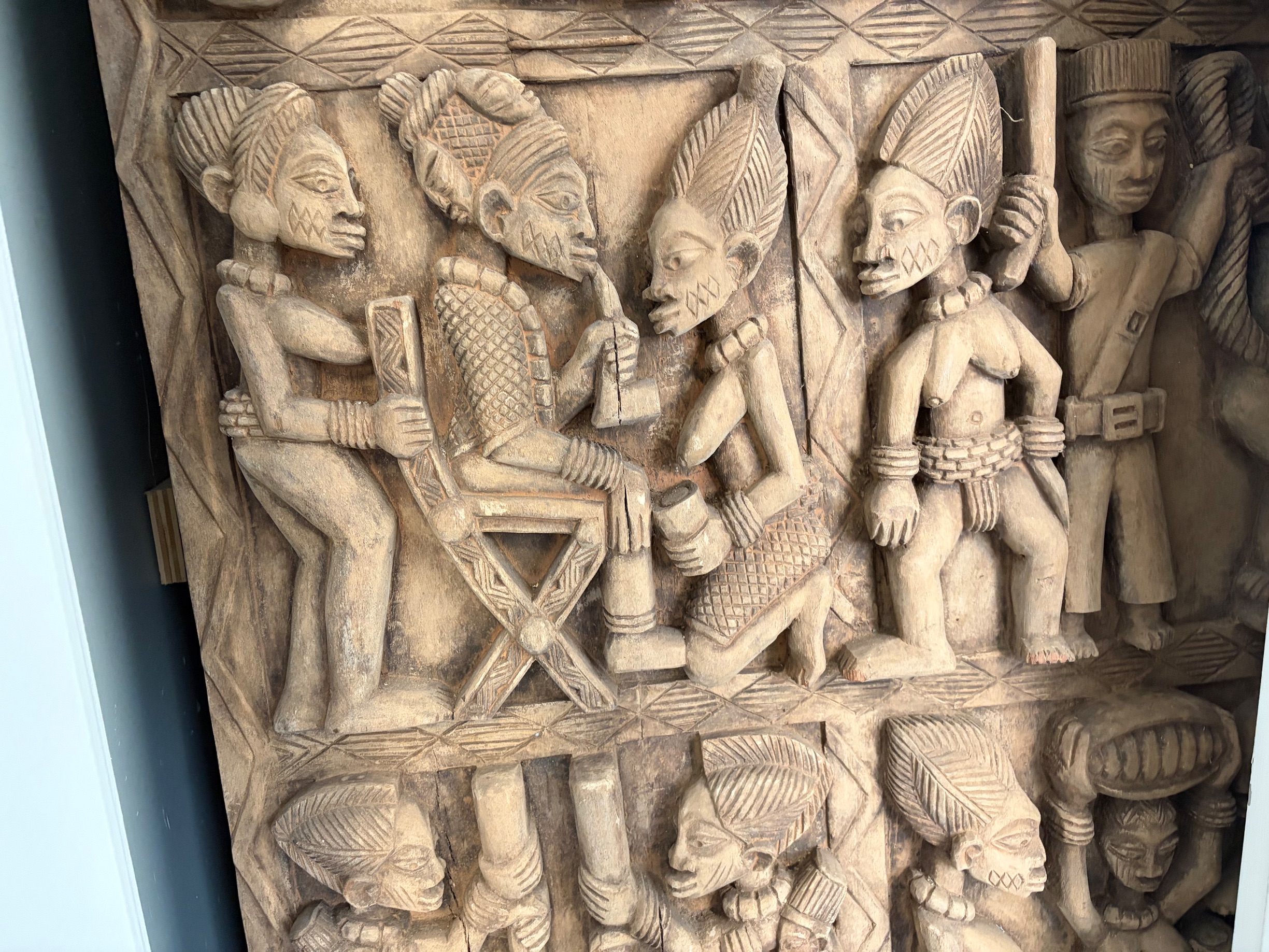 Yoruba-Style Carved Wooden Narrative Relief Panel thumbnail 5