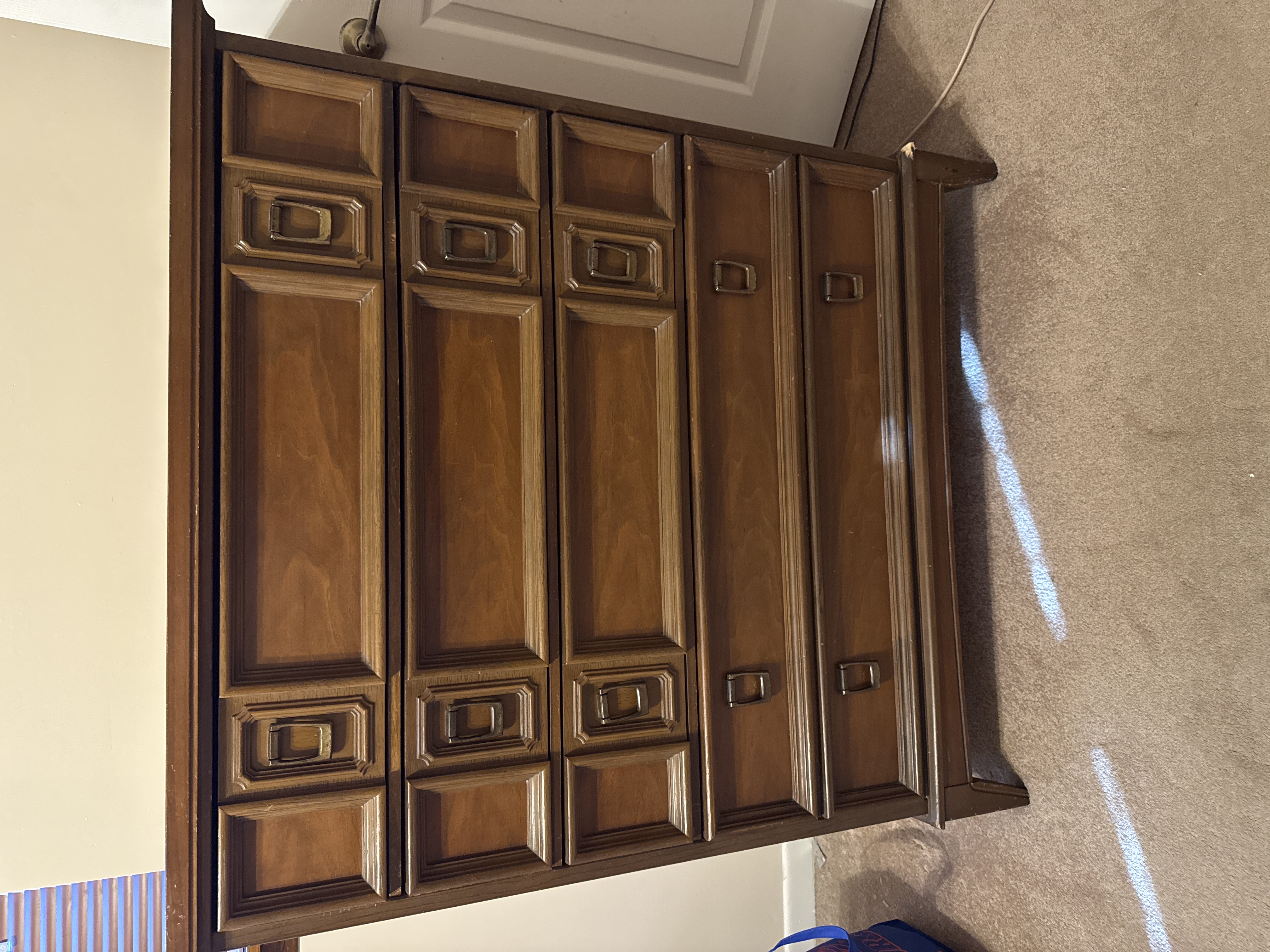 American Mid-Century Mediterranean Revival Walnut-Veneer Tall Chest of Drawers
