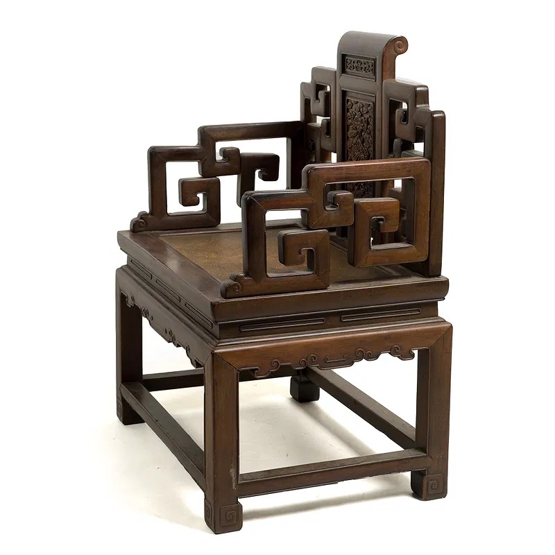Chinese Qing Dynasty Hardwood Lowback Armchair thumbnail 3