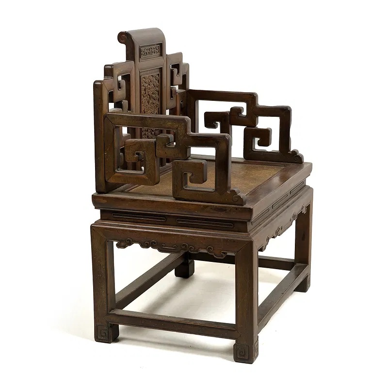 Chinese Qing Dynasty Hardwood Lowback Armchair thumbnail 5
